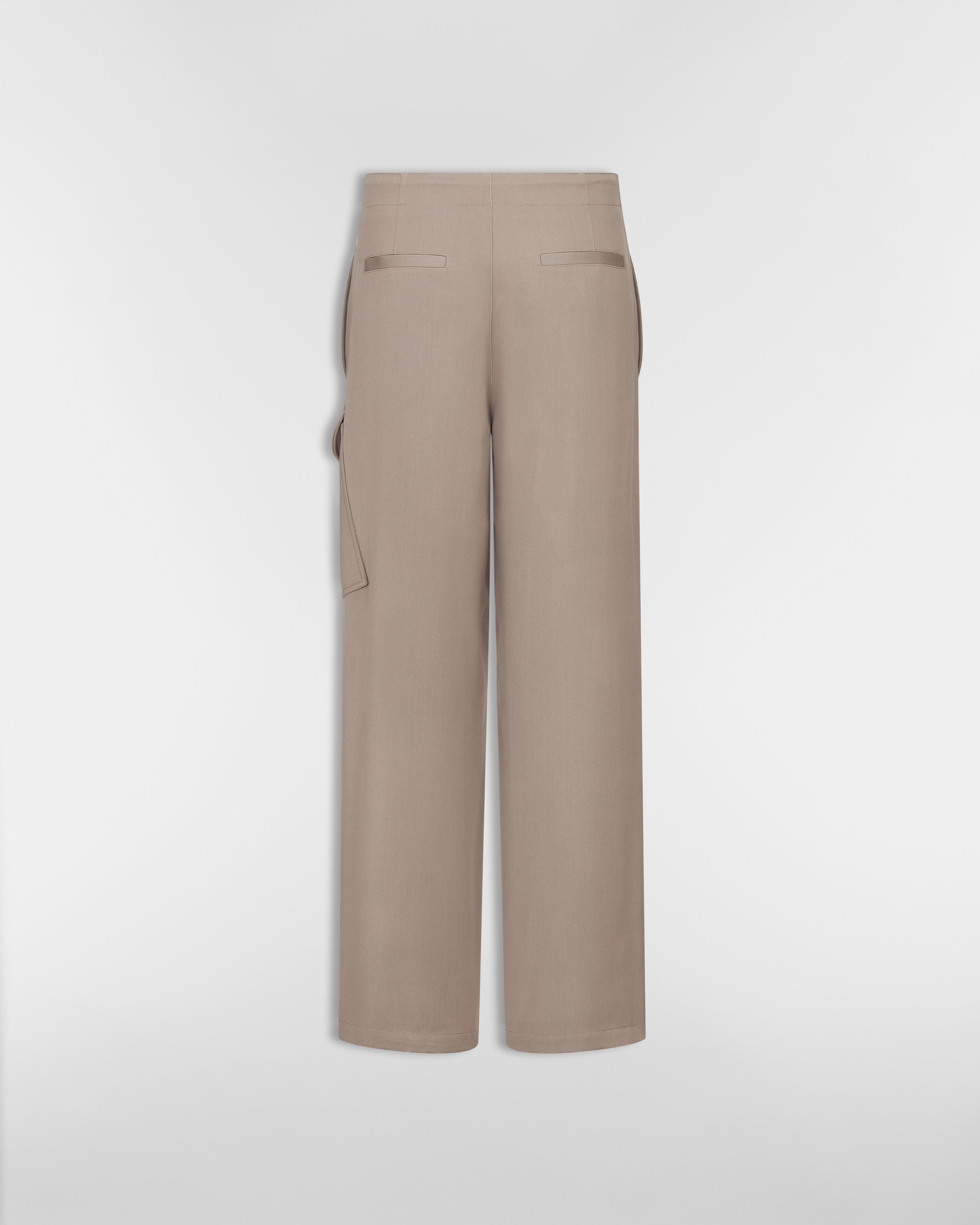 Cargo Pants with Saddle Pocket Brown Virgin Wool-Blend Gabardine E08