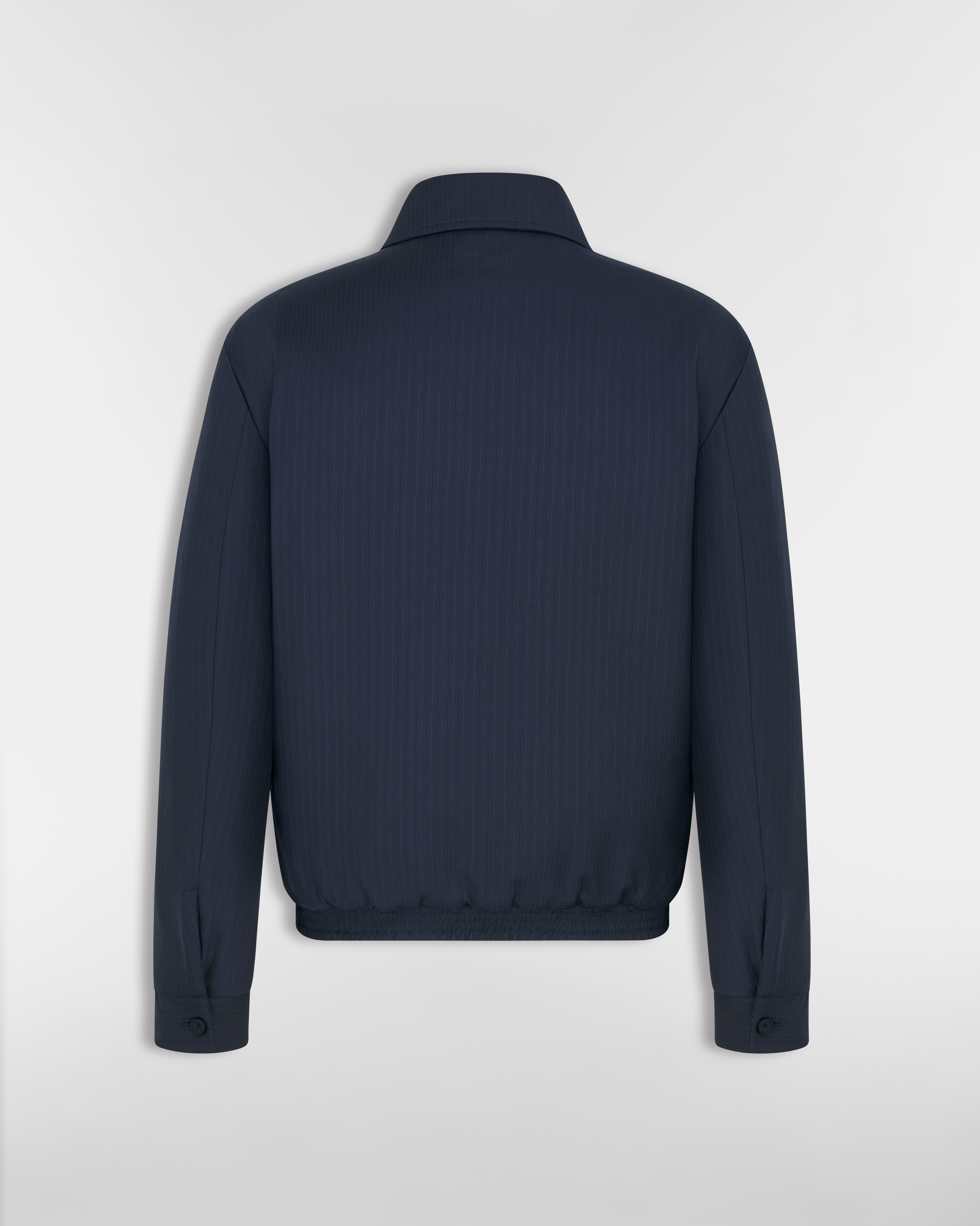 Reversible Zipped Jacket Blue Wool with Stripes and Cannage Motif E08