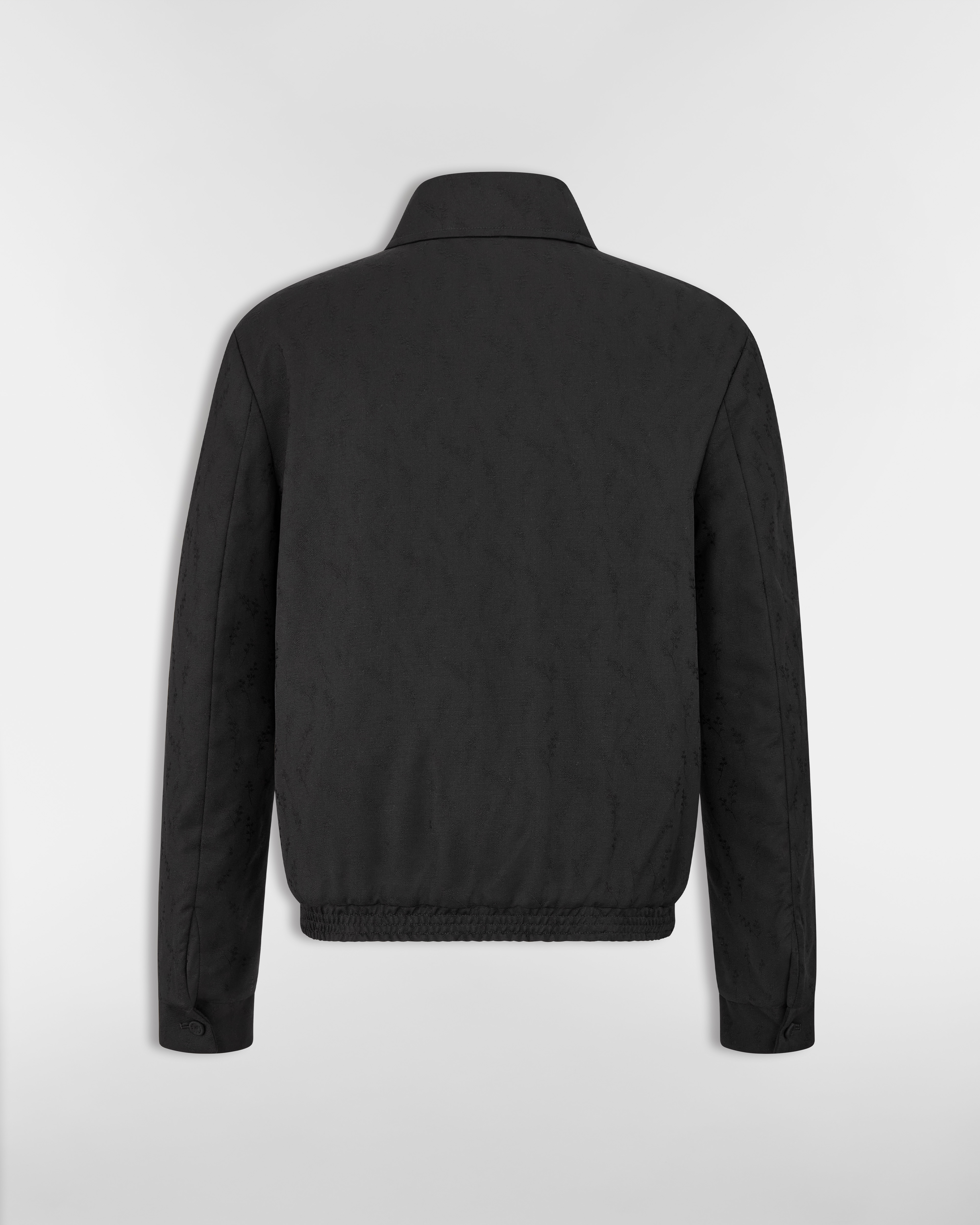 Reversible Zipped Jacket with Lily of the Valley Jacquard Gray Wool and Mohair Jacquard E08