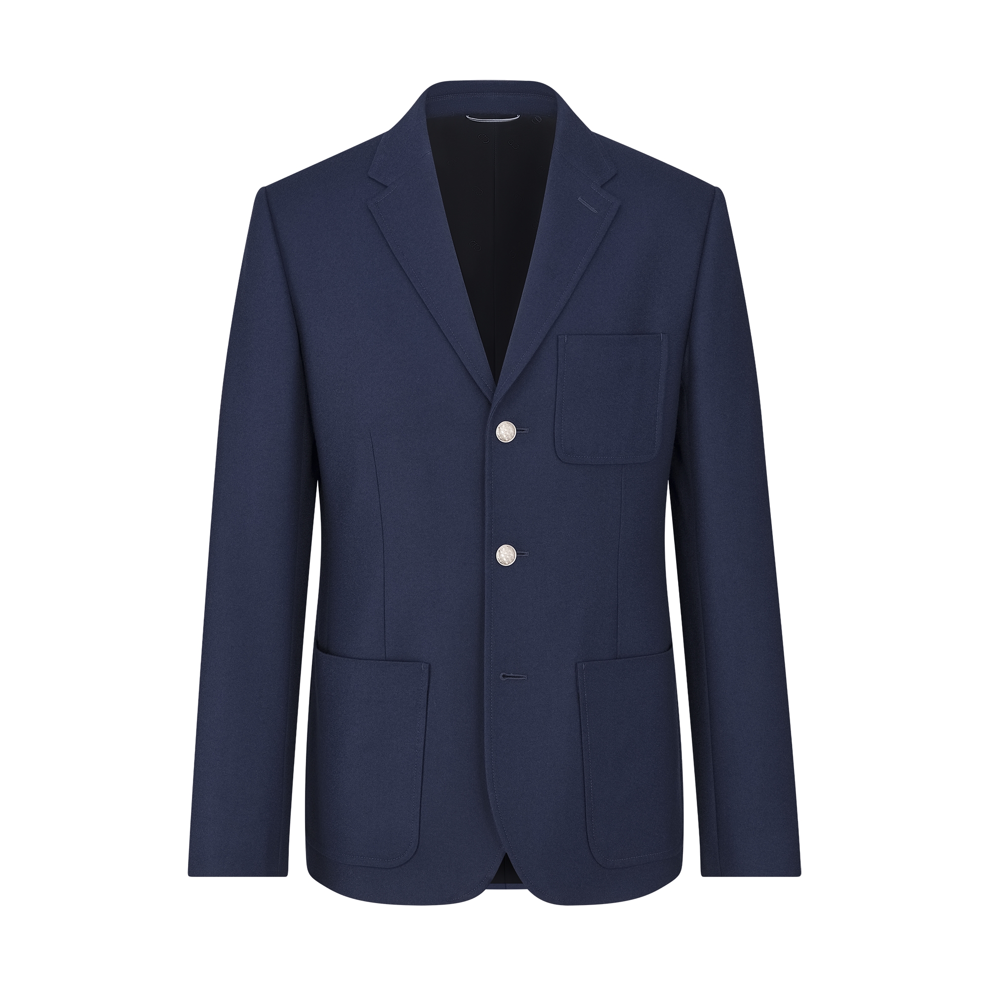 Buttoned Cannage Jacket Blue Wool Flannel | DIOR