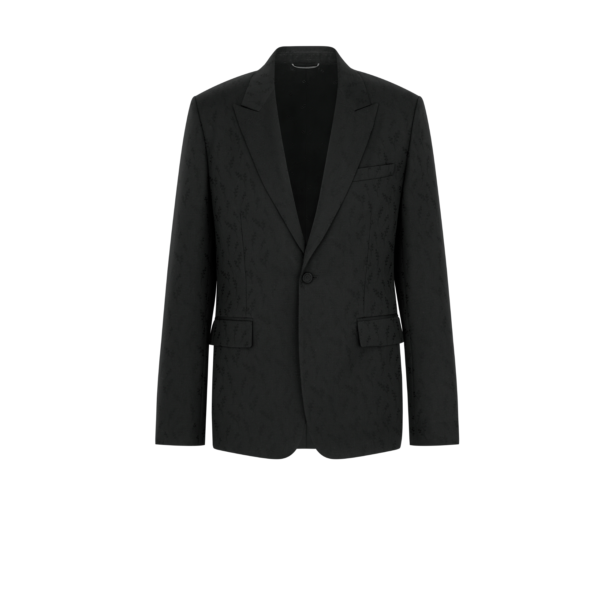 Lily of the Valley Jacquard Jacket Black Wool and Mohair Jacquard E01