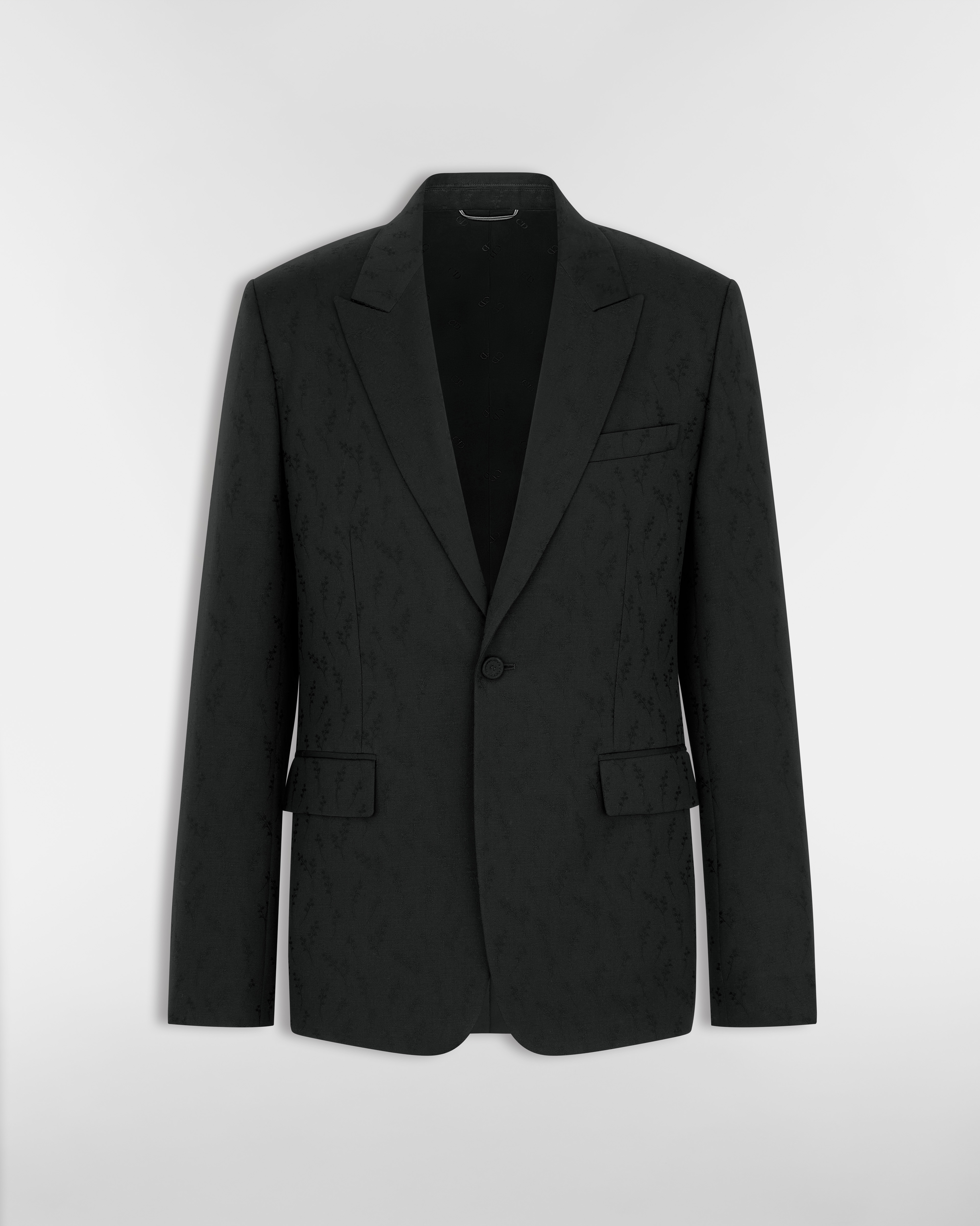 Lily of the Valley Jacquard Jacket Black Wool and Mohair Jacquard E01