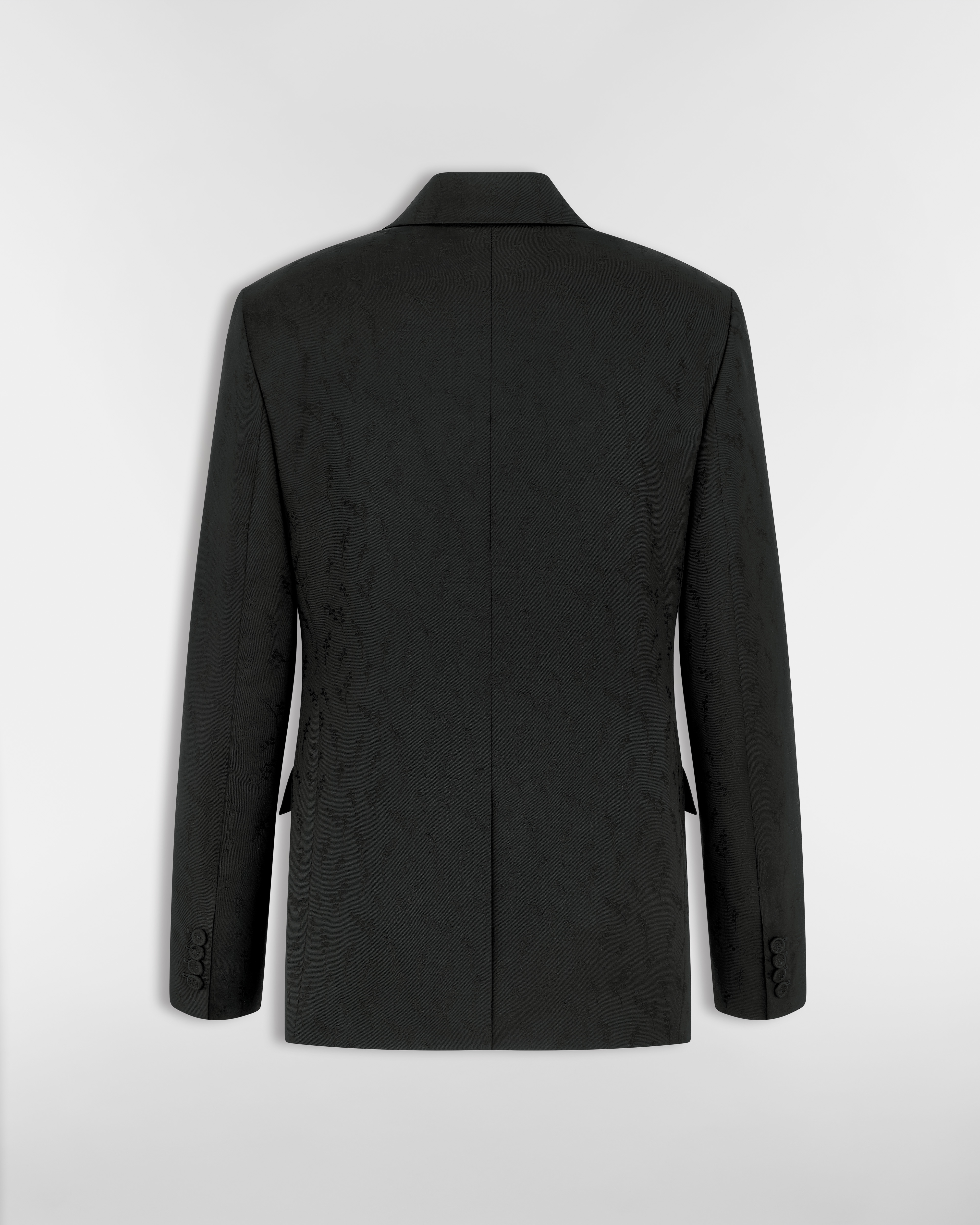 Lily of the Valley Jacquard Jacket Black Wool and Mohair Jacquard E08