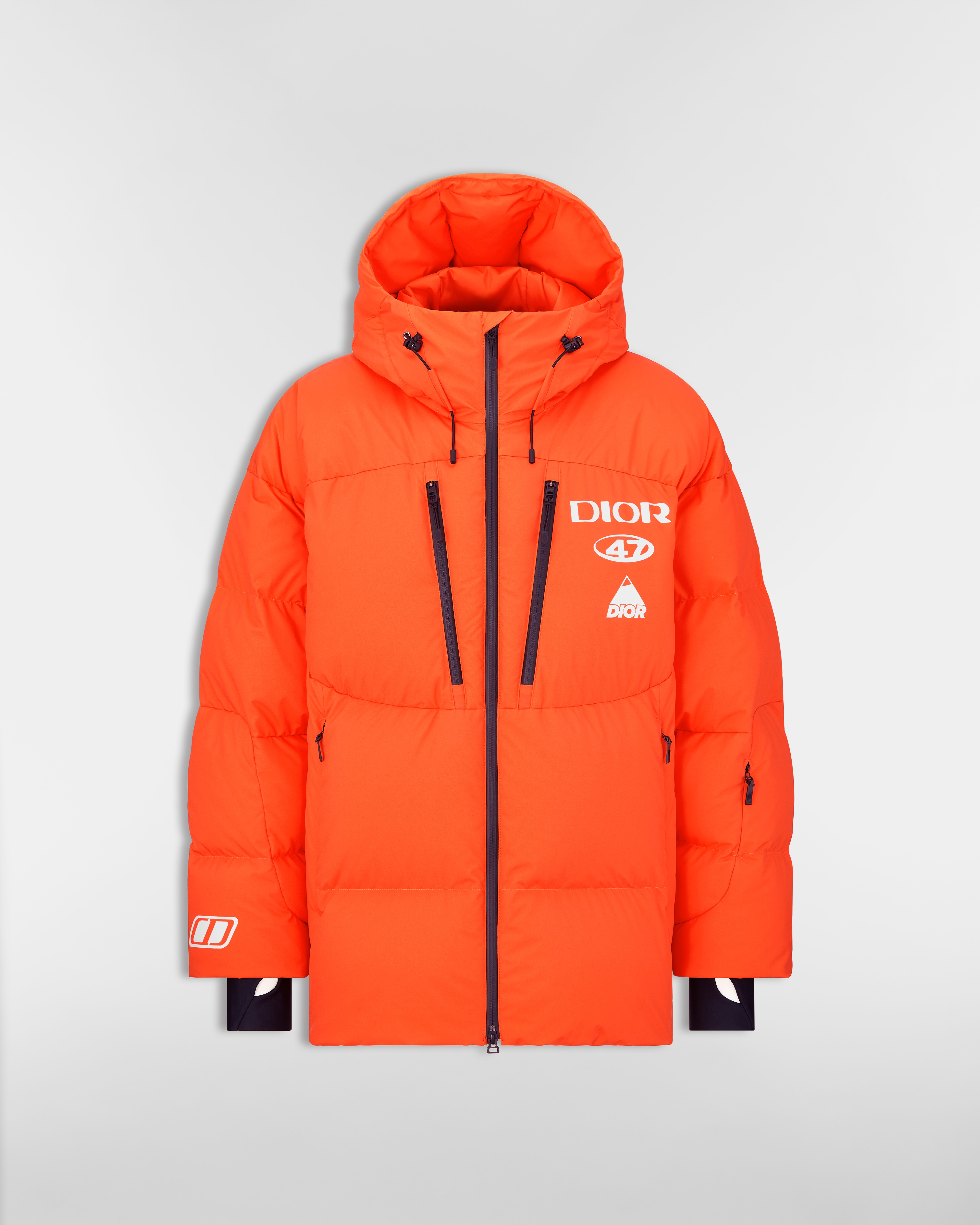 DIOR AND DESCENTE-donsjas met capuchon Oranje technische stof E01