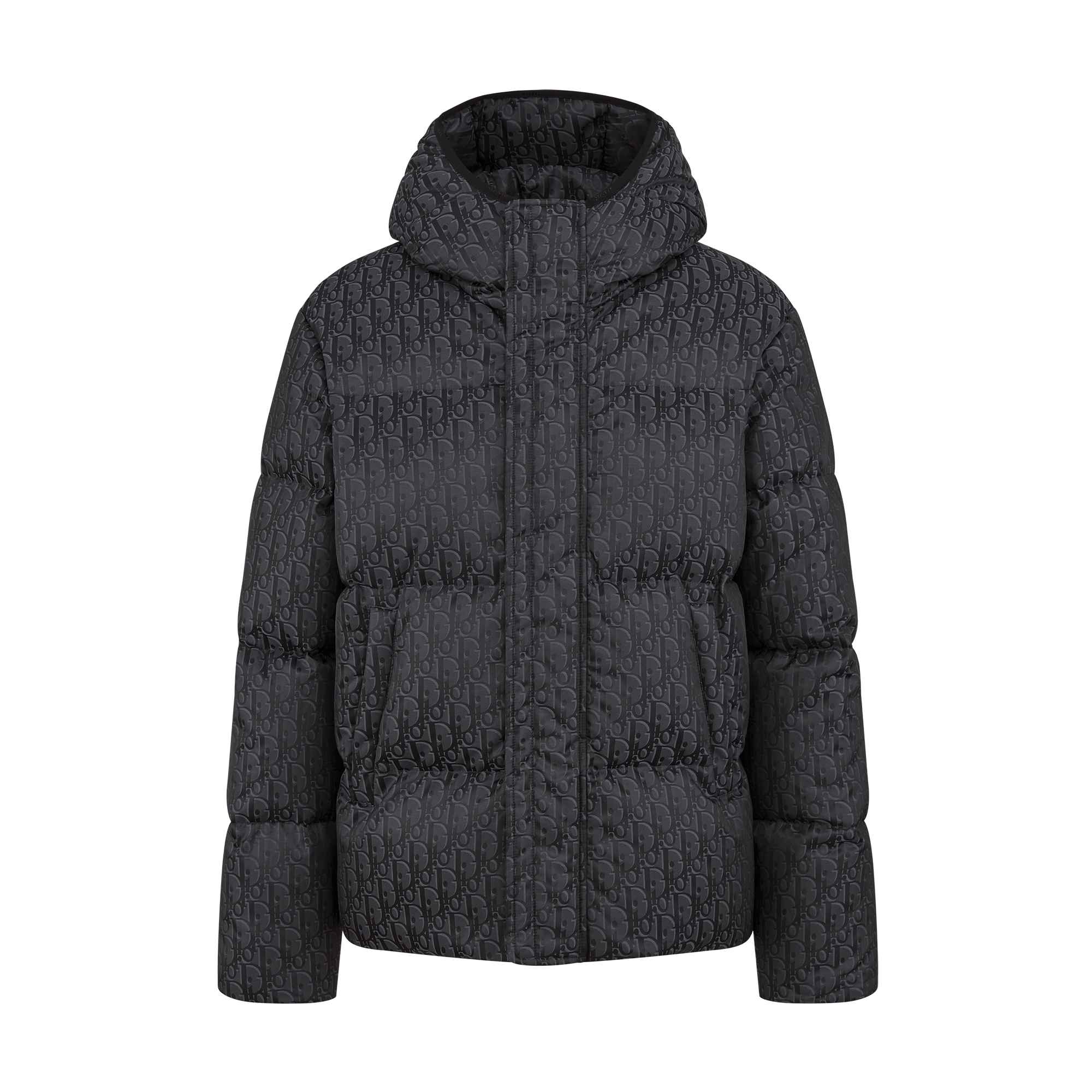 Dior Oblique Hooded Quilted Down Jacket Black Cotton-Blend