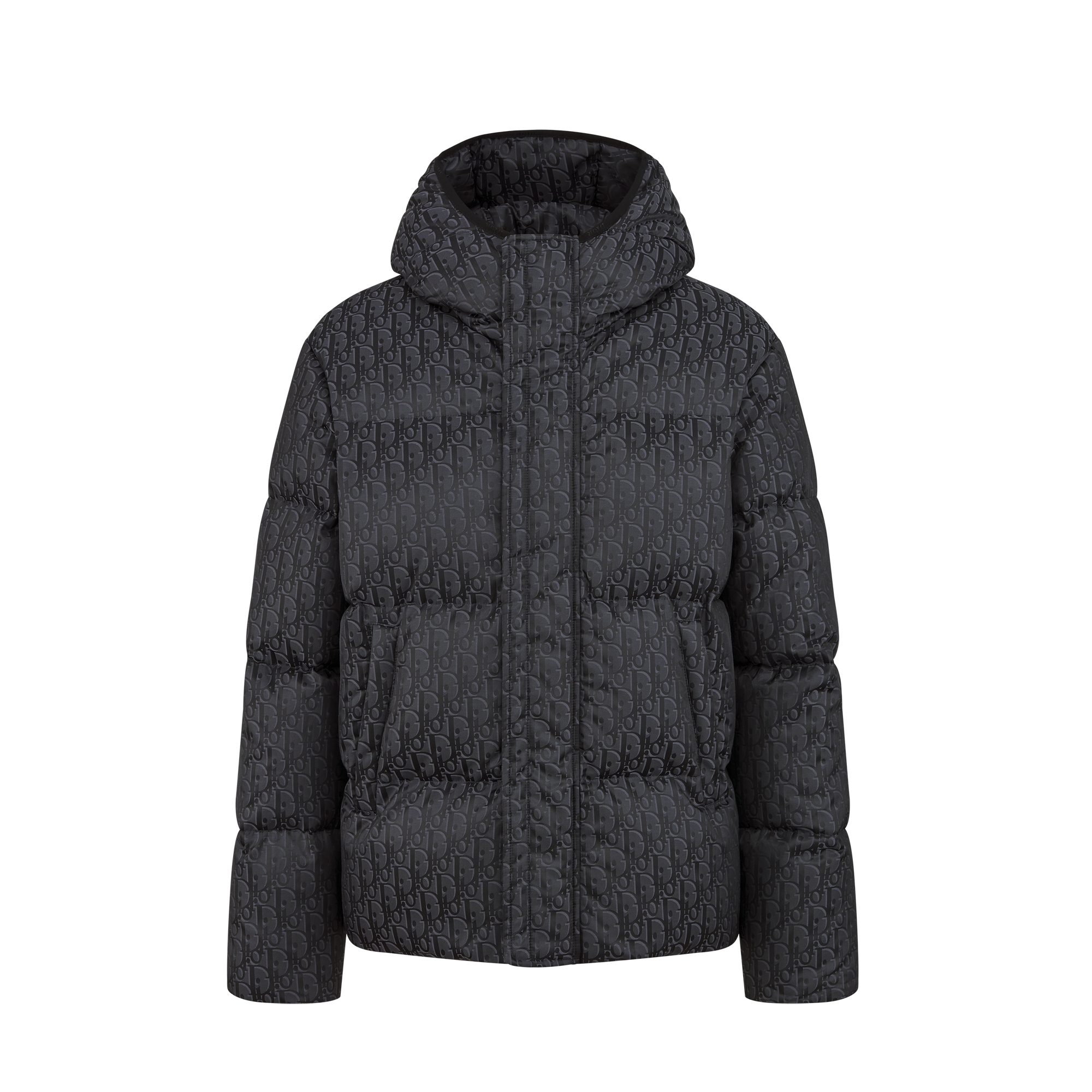 Dior Oblique Hooded Quilted Down Jacket Black Cotton-Blend