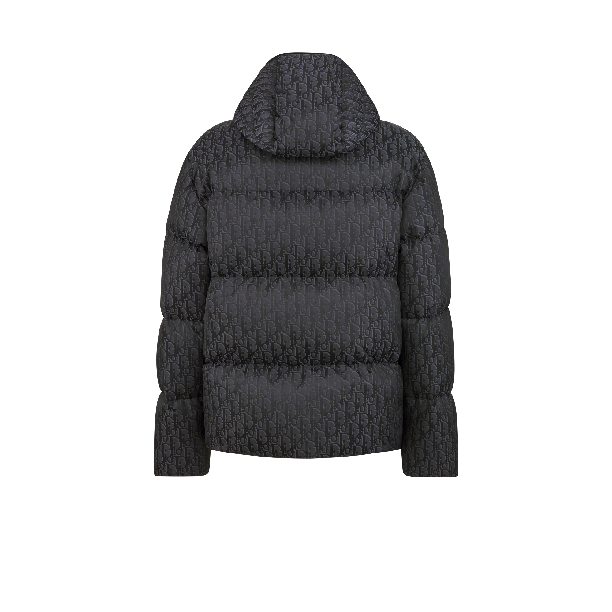 Dior Oblique Hooded Quilted Down Jacket Black Cotton-Blend Jacquard E08