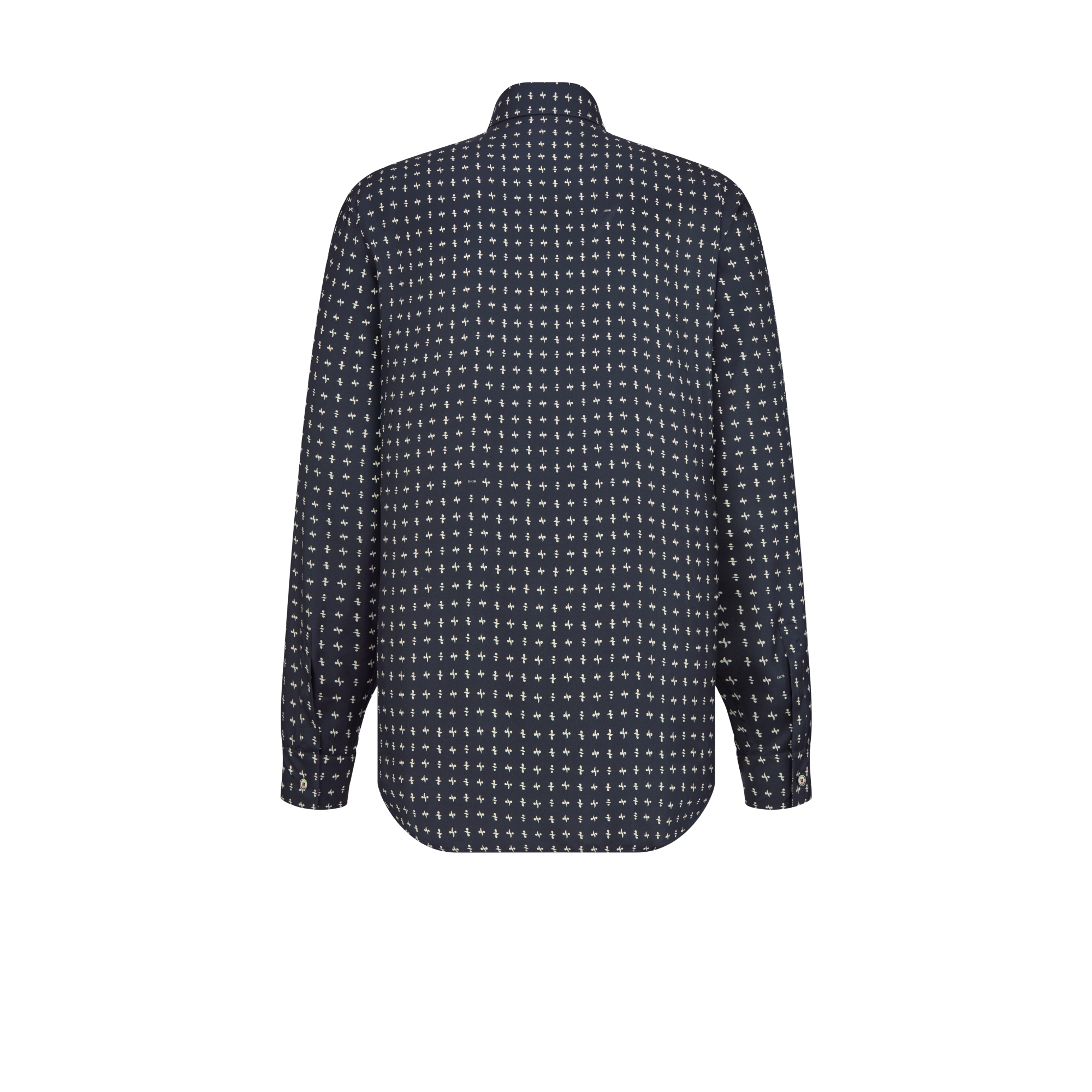 Camisa con motivo Monsieur Dior Sarga de seda azul E08