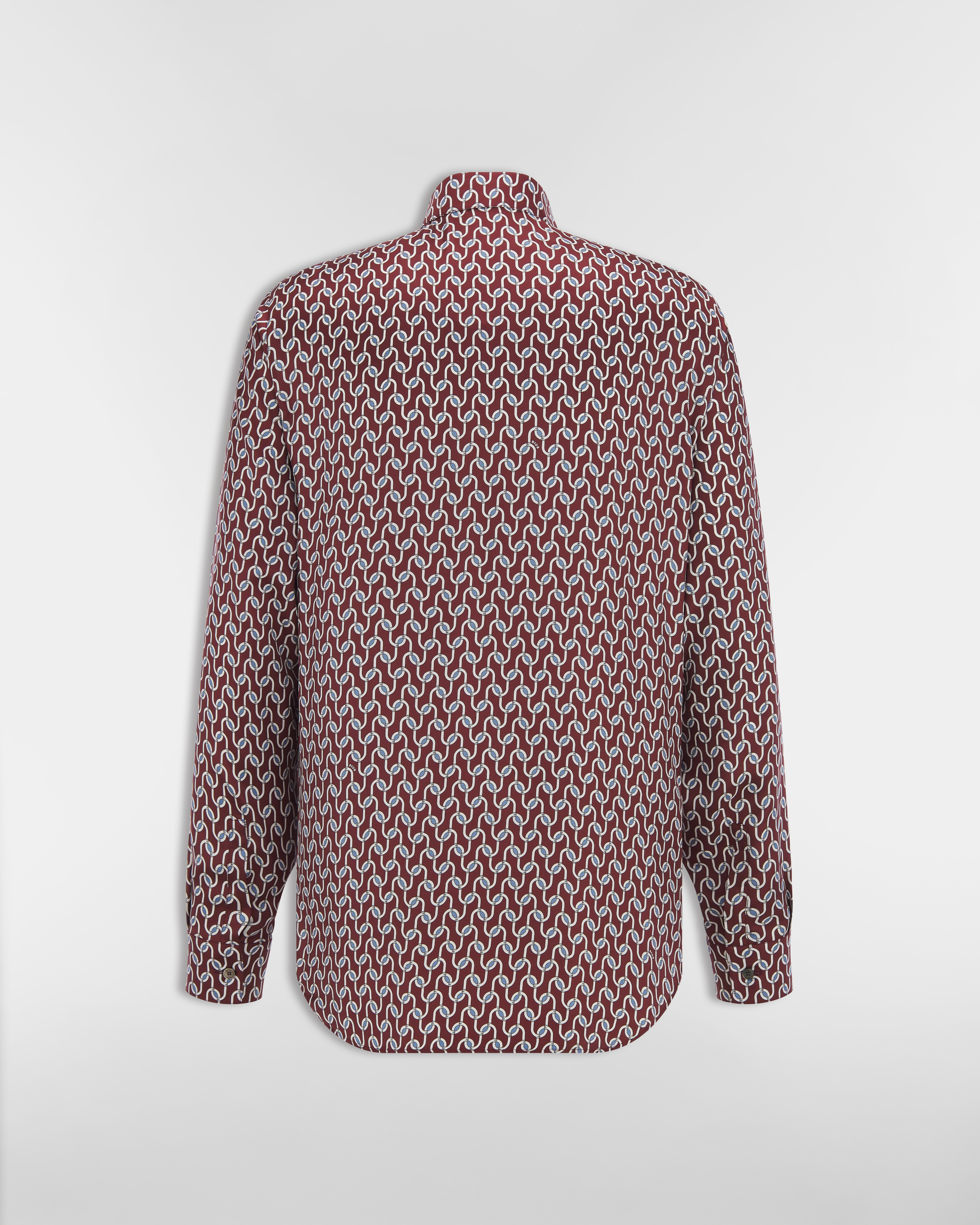 Shirt with Dior Entrelacé Motif Red Silk Twill E08