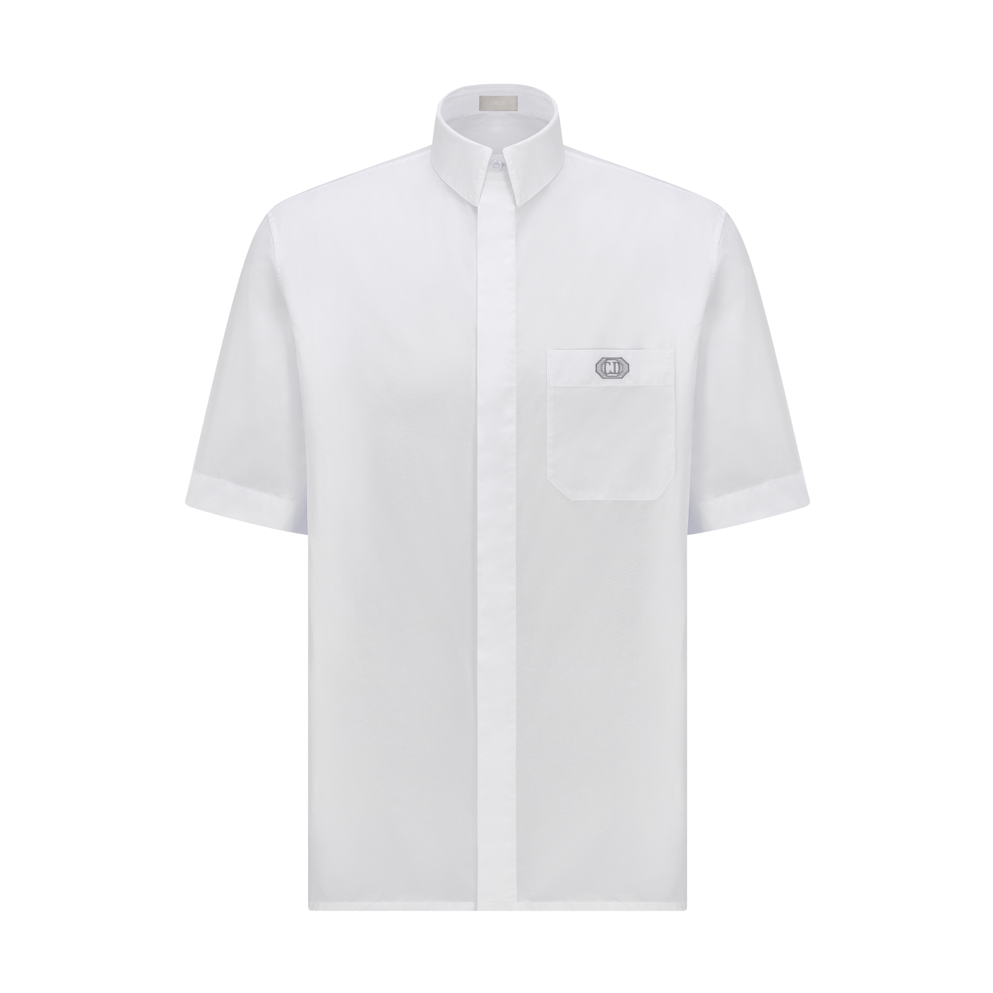 Short-Sleeved Shirt with CD Box Embroidery White Cotton Poplin | DIOR