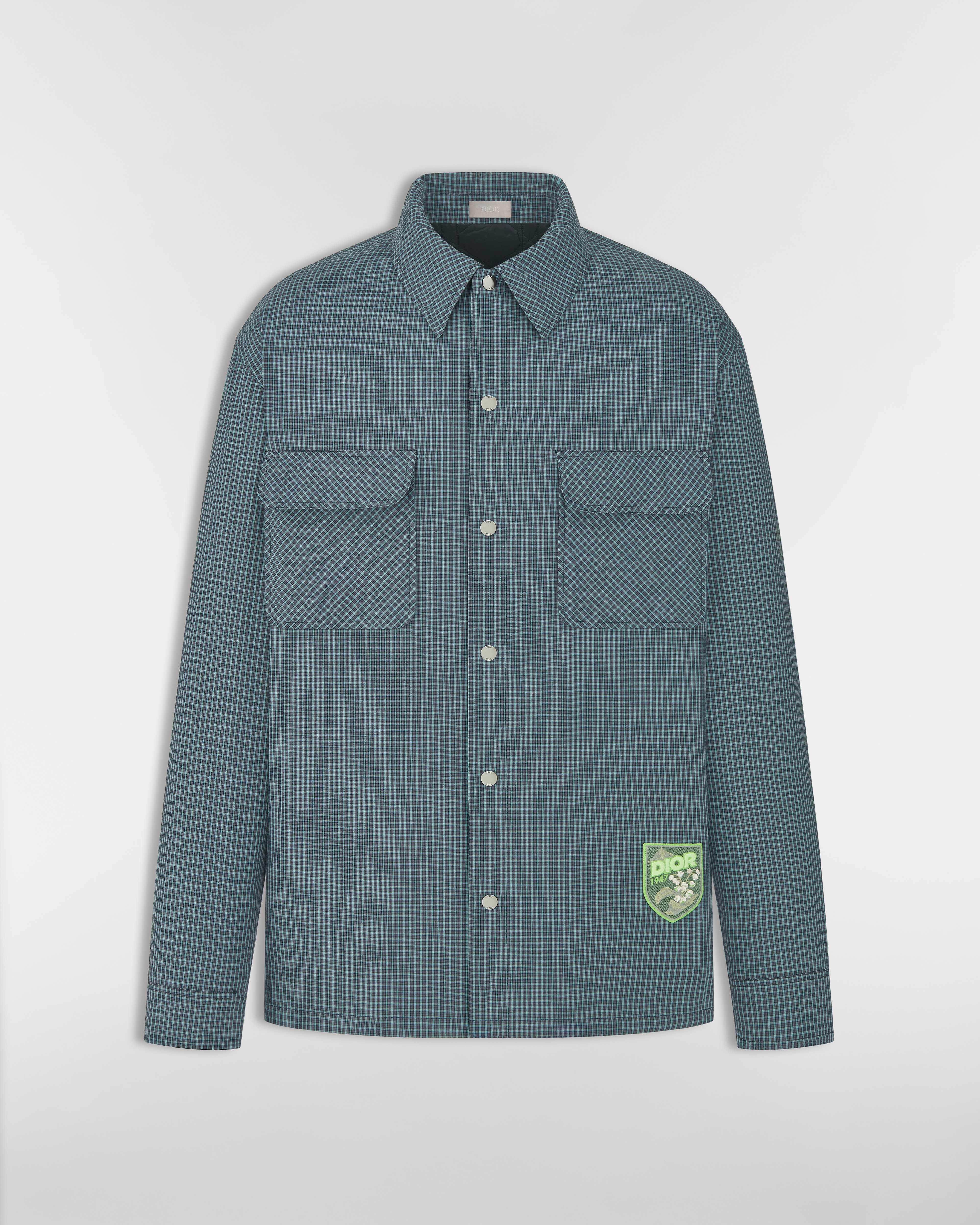 Dior Mountain Overshirt Blue Checkered Cotton Poplin E01