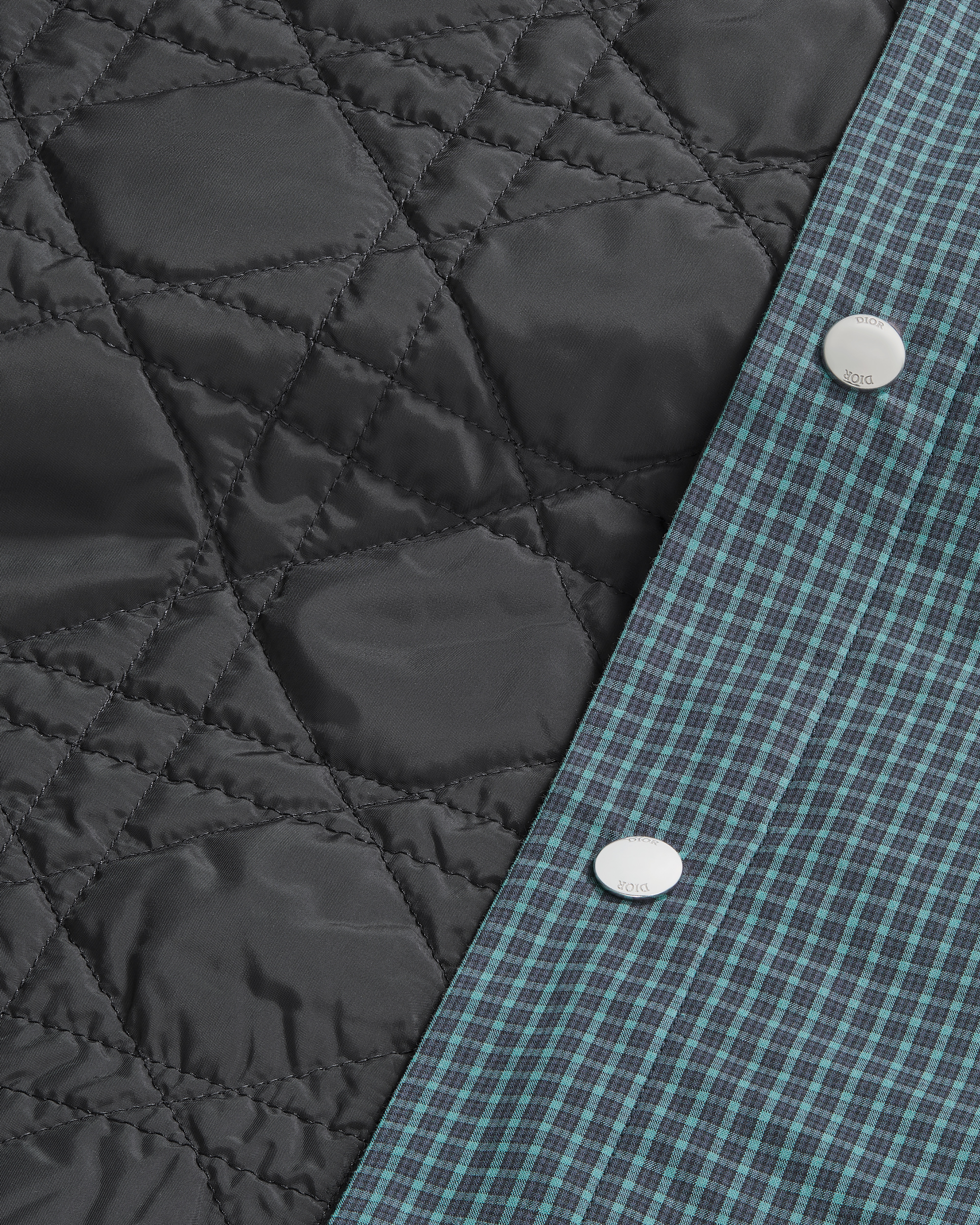 Sobrecamisa Dior Mountain Popelina de algodón a cuadros azules E09