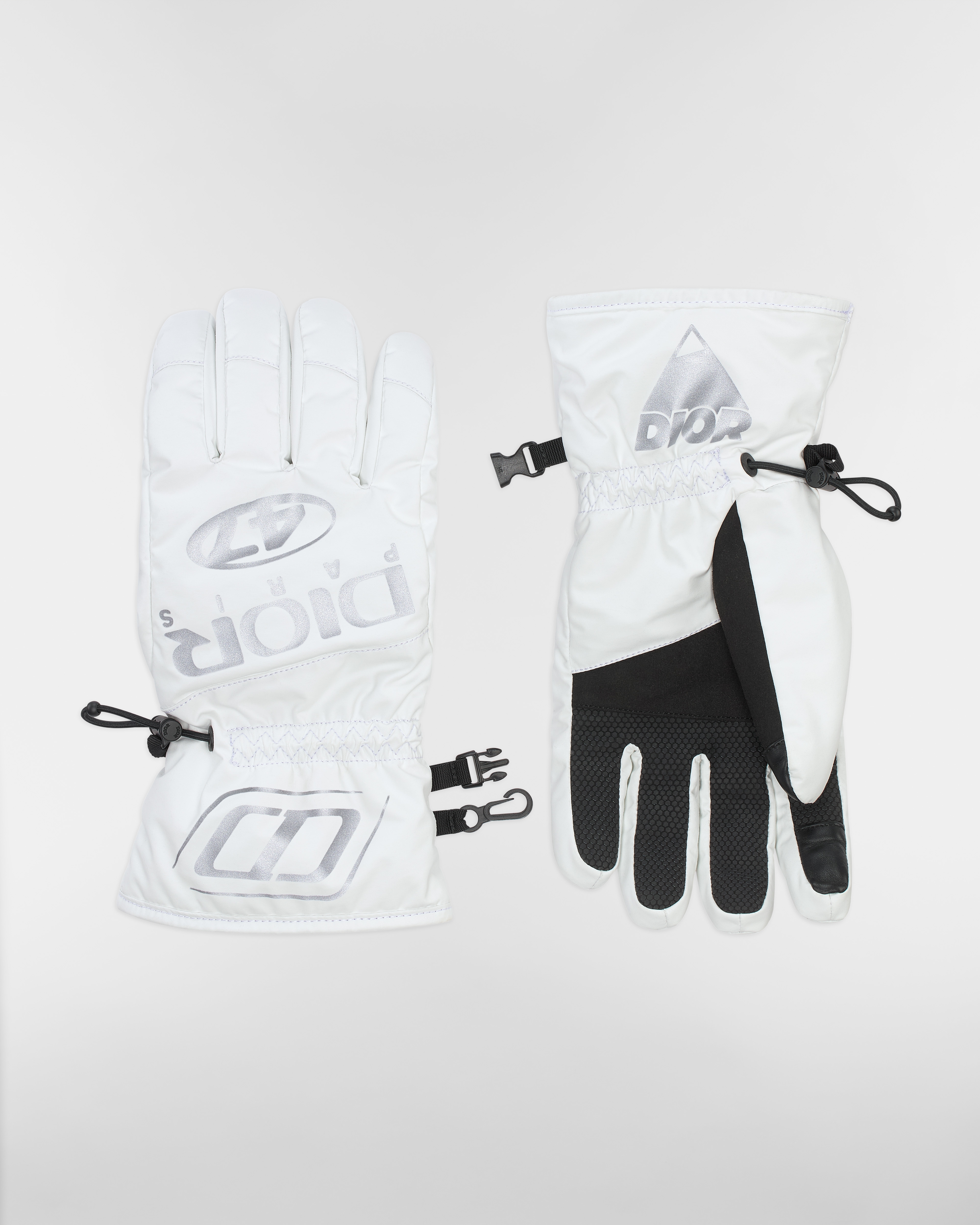 Dior AND DESCENTE Skihandschuhe Funktionsstoff in Weiß und Grau E01
