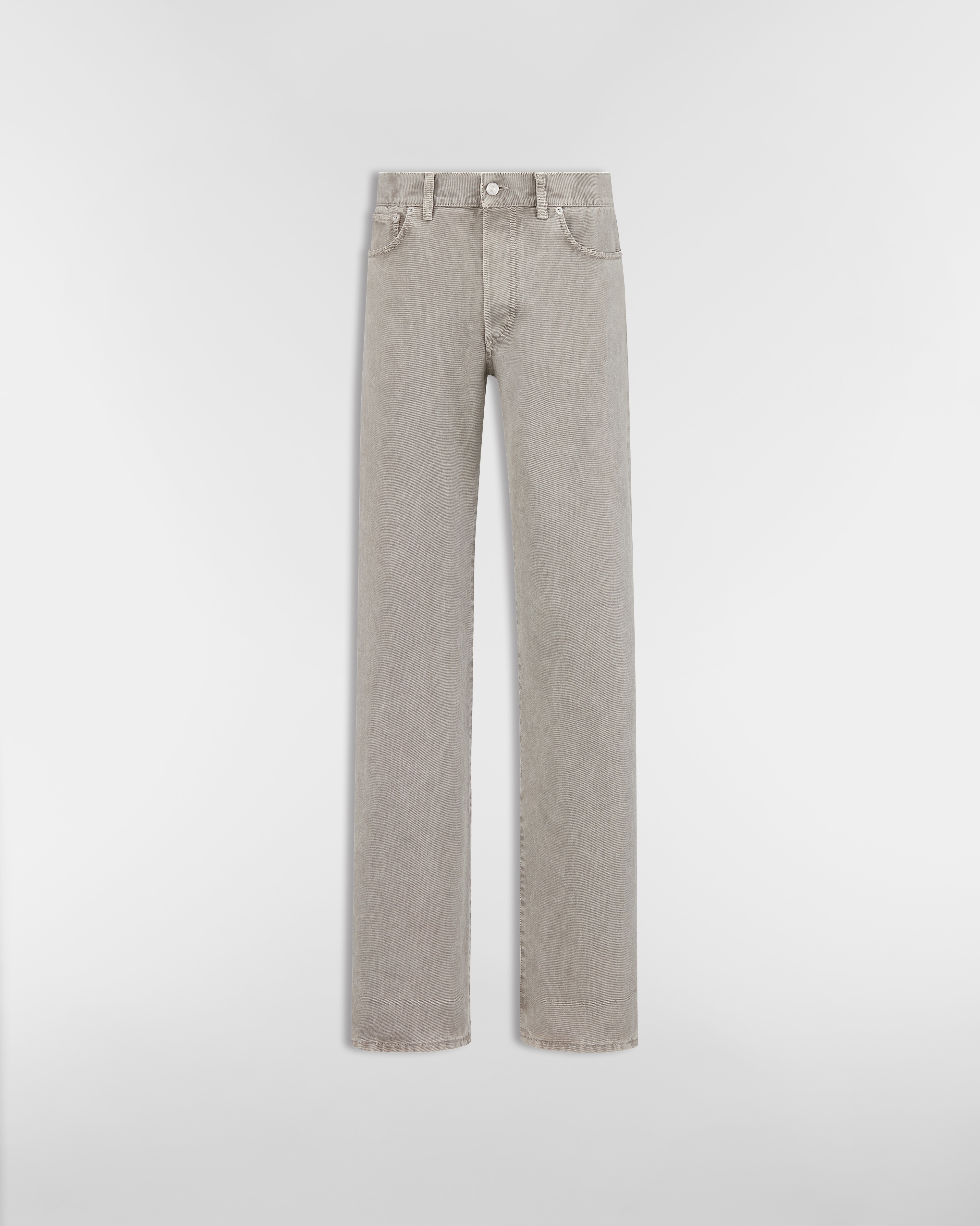 Vaqueros clásicos Sarga de algodón gris E01