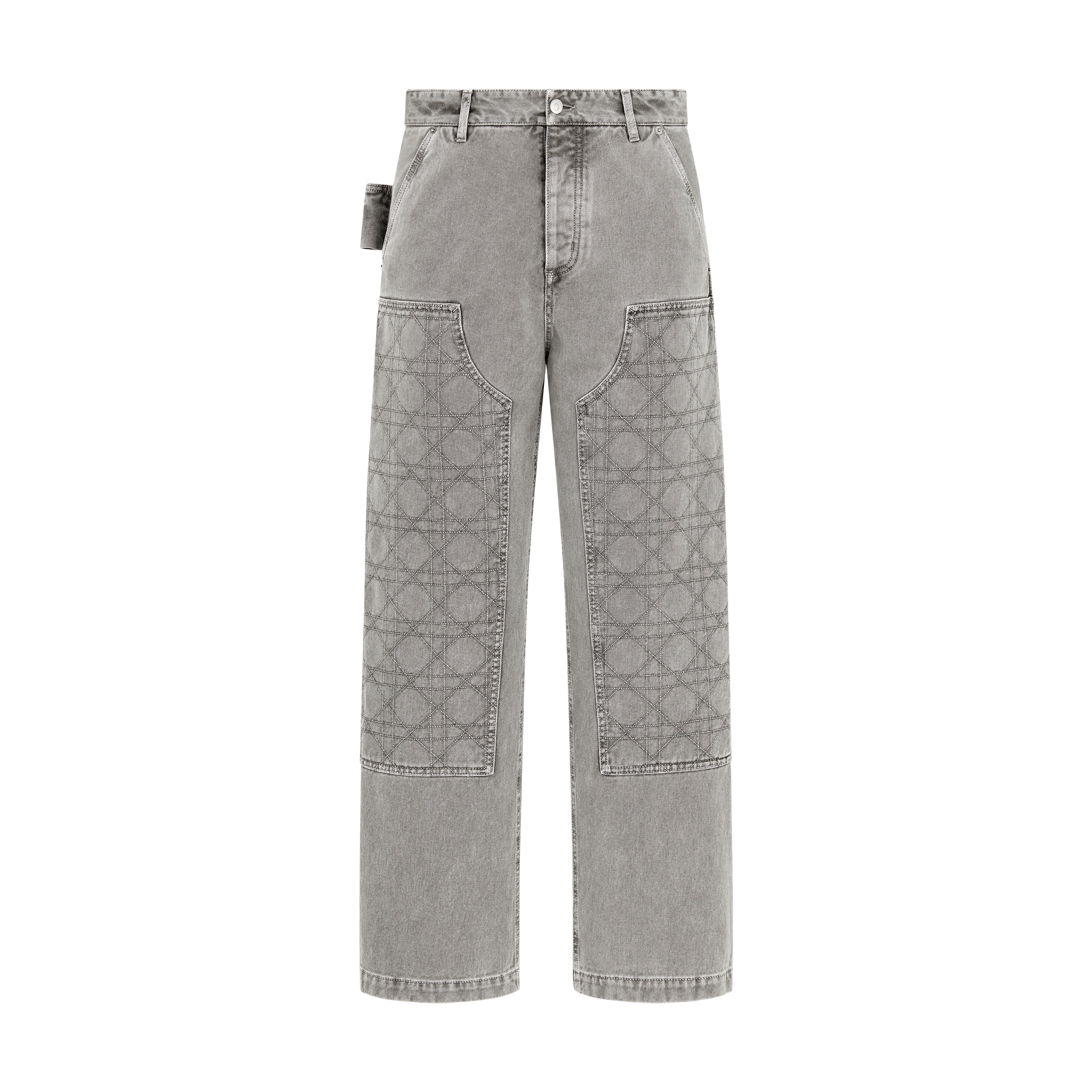 Cannage Carpenter Jeans Gray Cotton Twill | DIOR