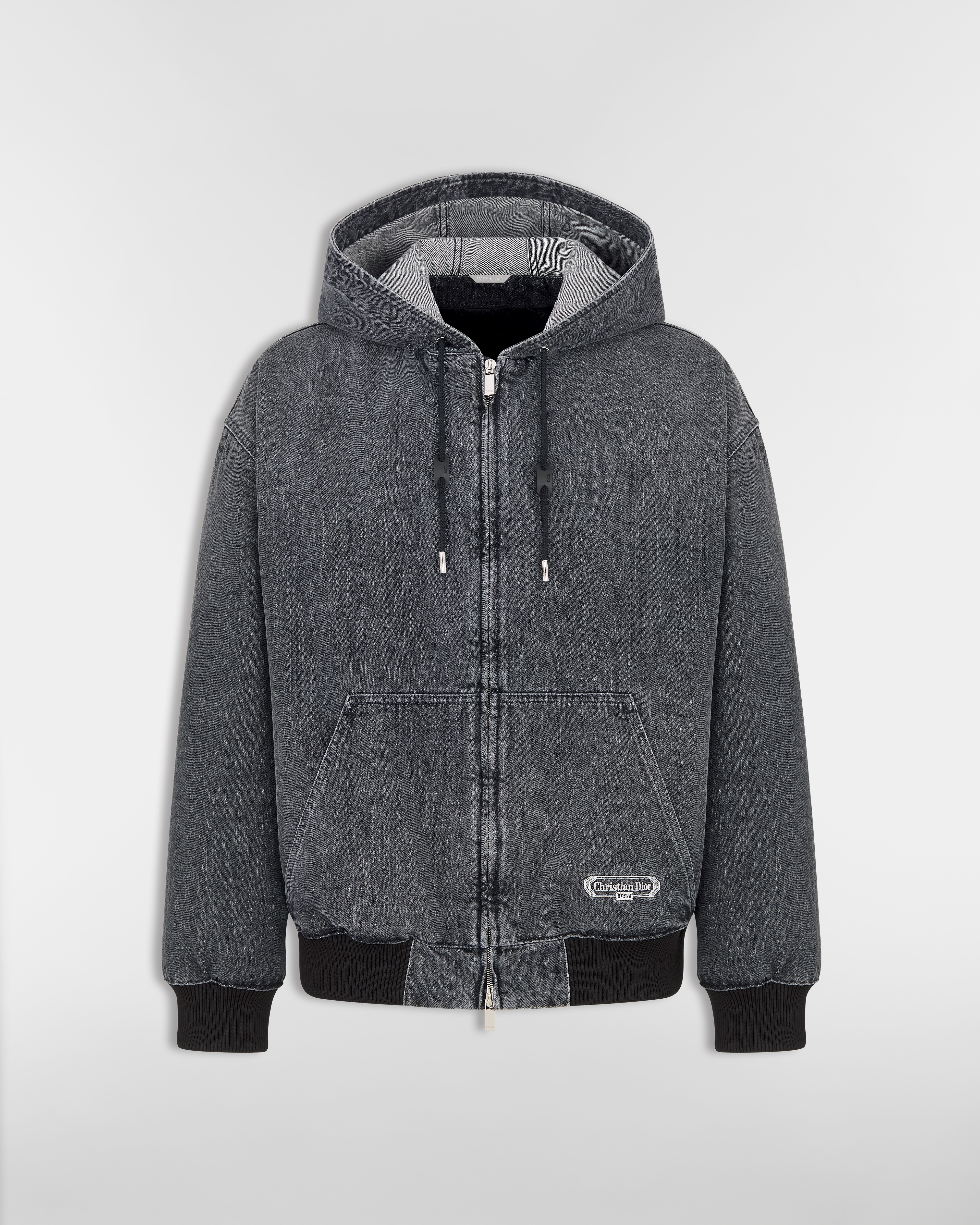 Cazadora CD Box con capucha Sarga de algodón gris E01