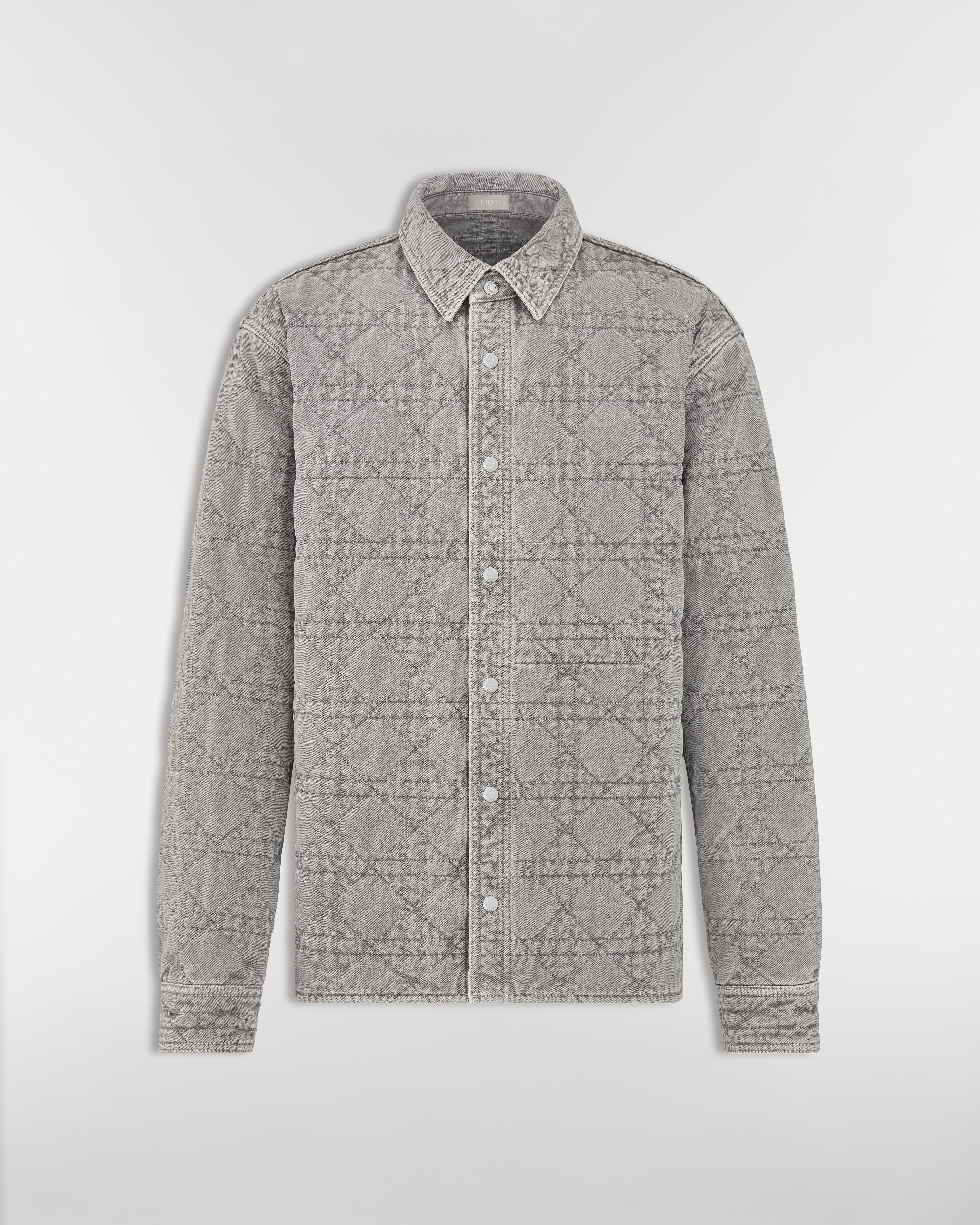 Cannage Overshirt Gray Cotton Twill E01