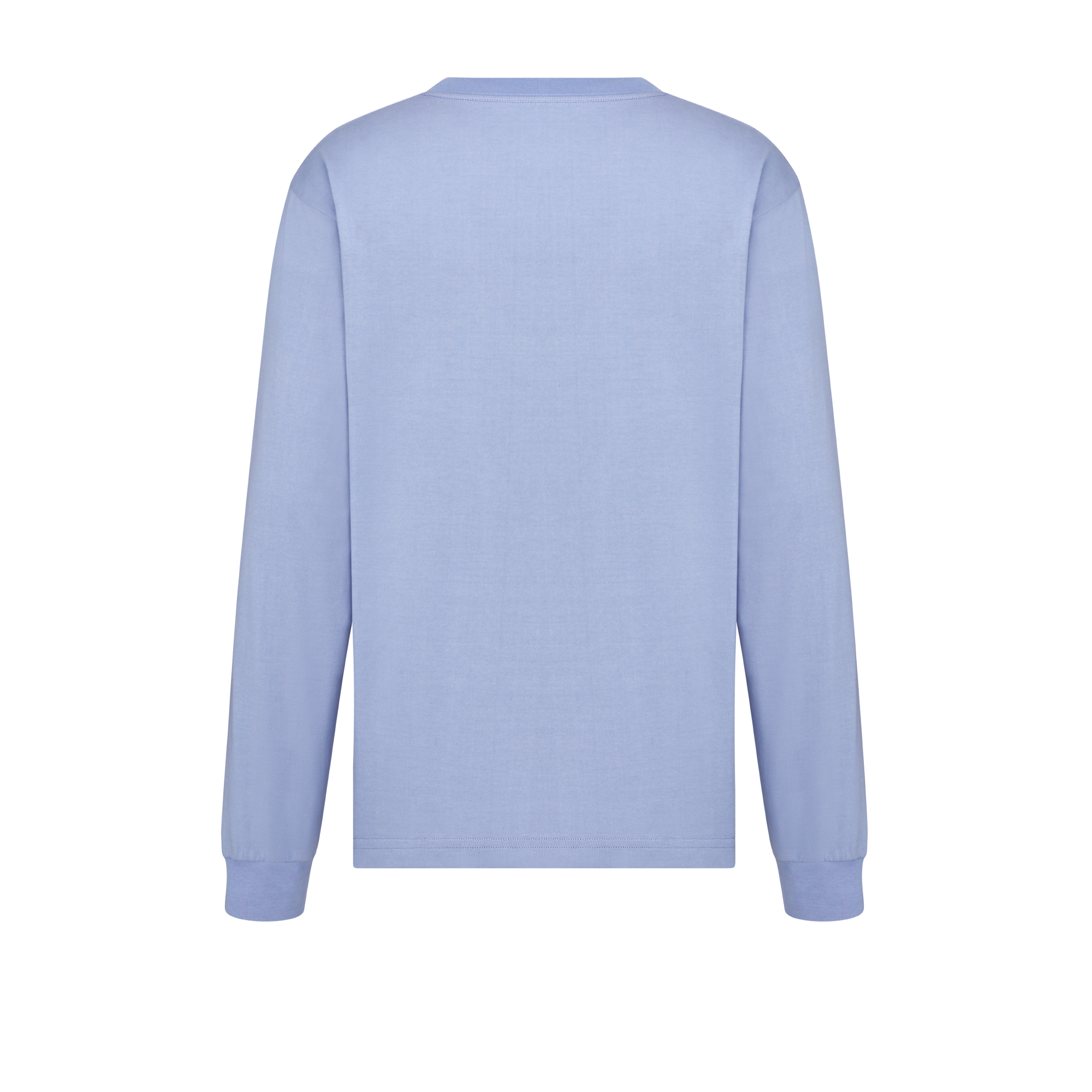 Dior Mountain 롱 슬리브 티셔츠, 캐주얼 핏 블루 코튼 저지 E08