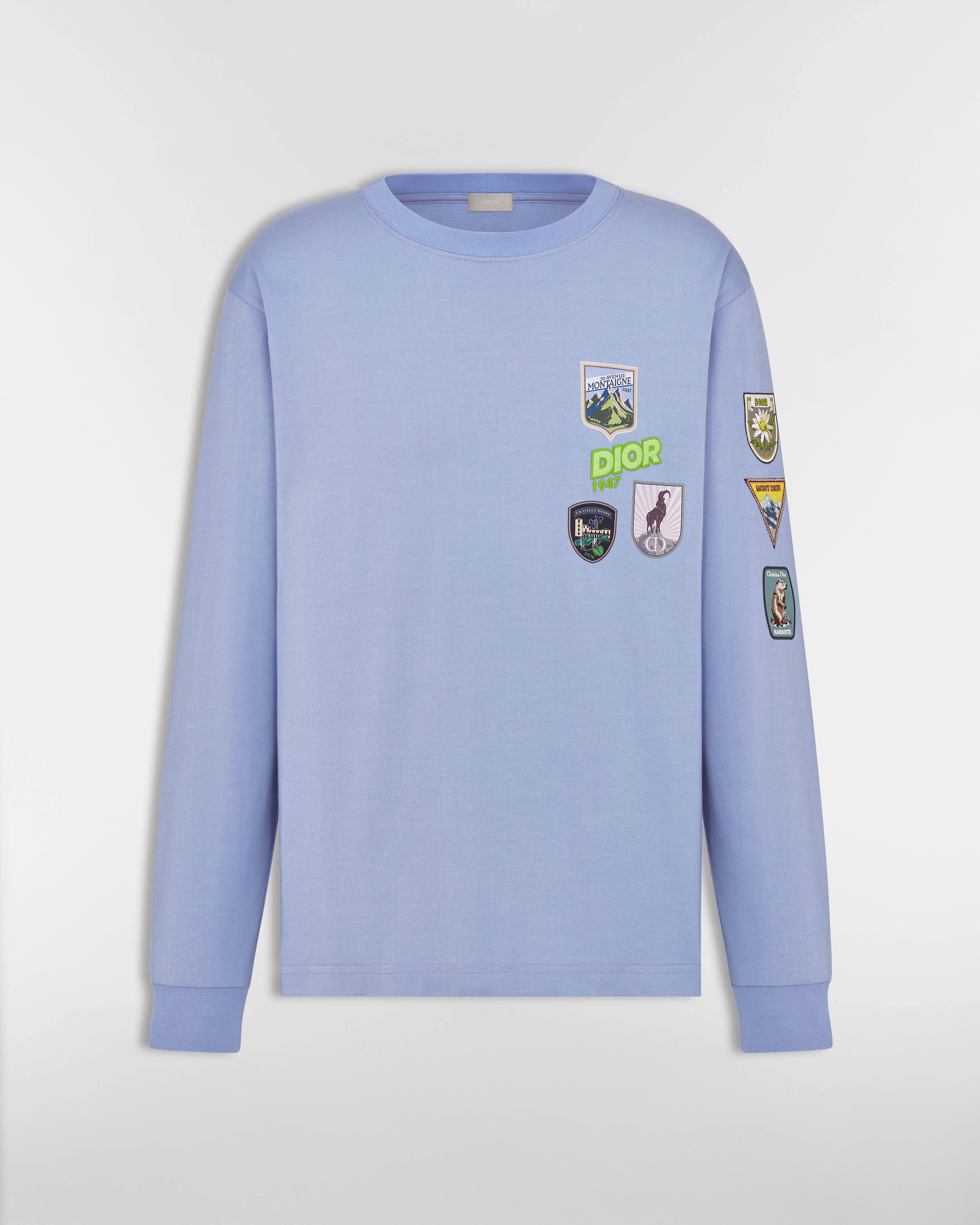 Dior Mountain Long-Sleeved T-Shirt, Relaxed Fit Blue Cotton Jersey E01