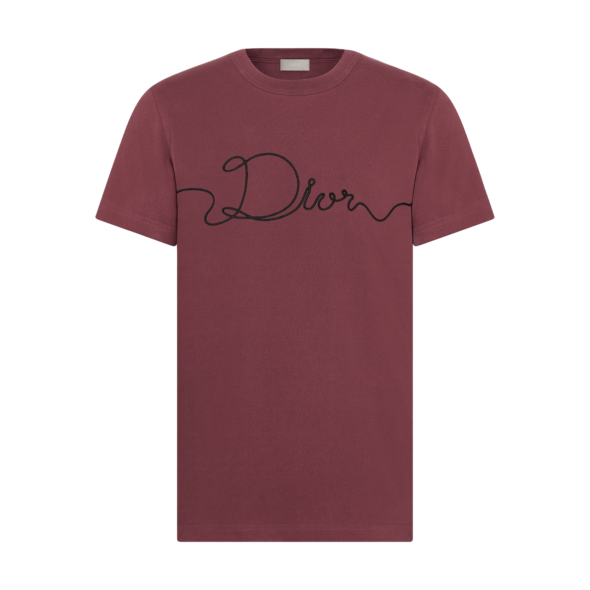 Dior Ribbon T-Shirt, Regular Fit Burgundy Cotton Jersey E01