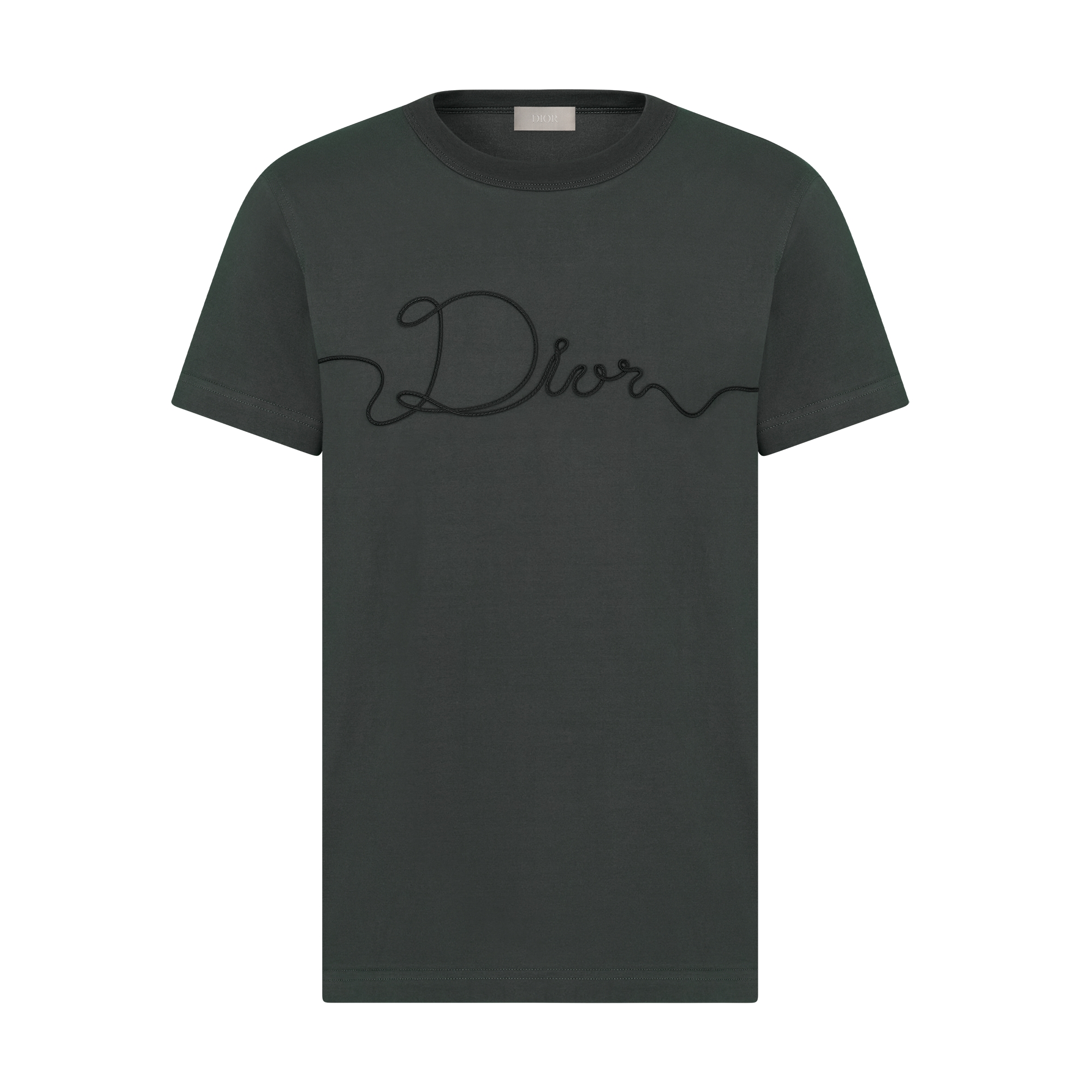 Dior Ribbon T-Shirt, Regular Fit Deep Gray Cotton Jersey E01
