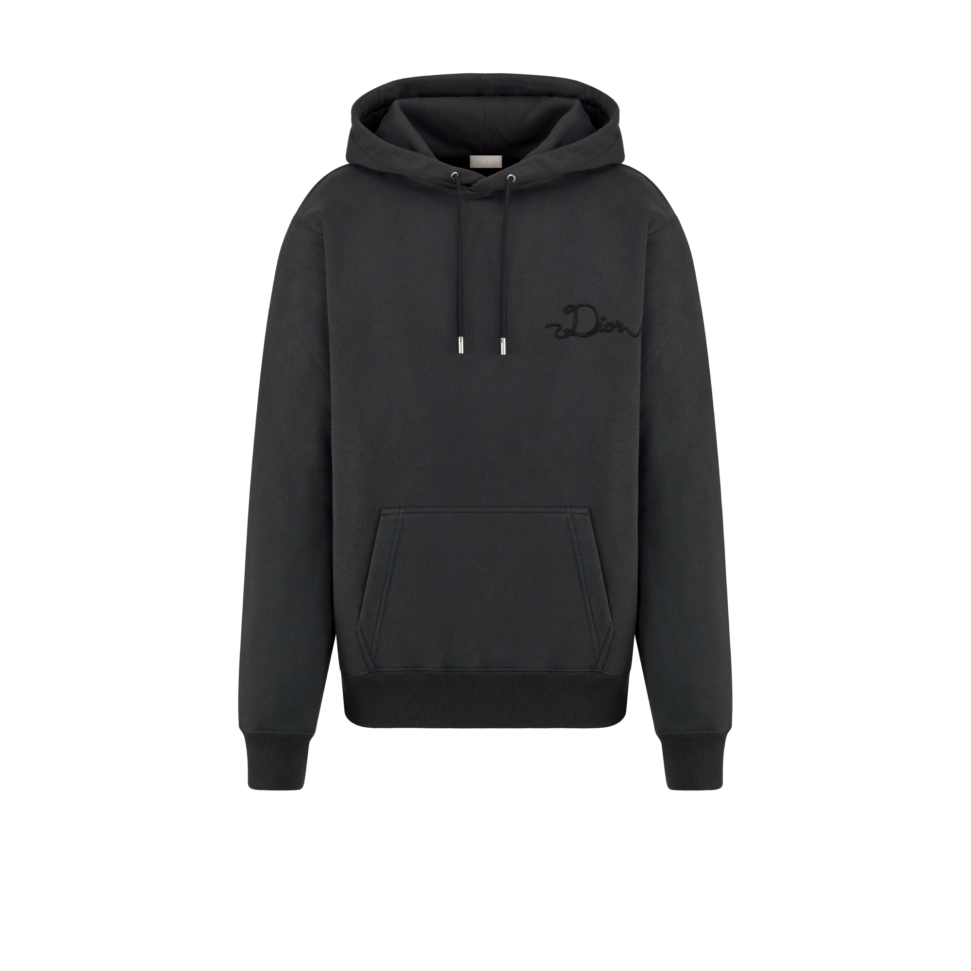 Dior Ribbon Hooded Sweatshirt Deep Gray Cotton Fleece E01