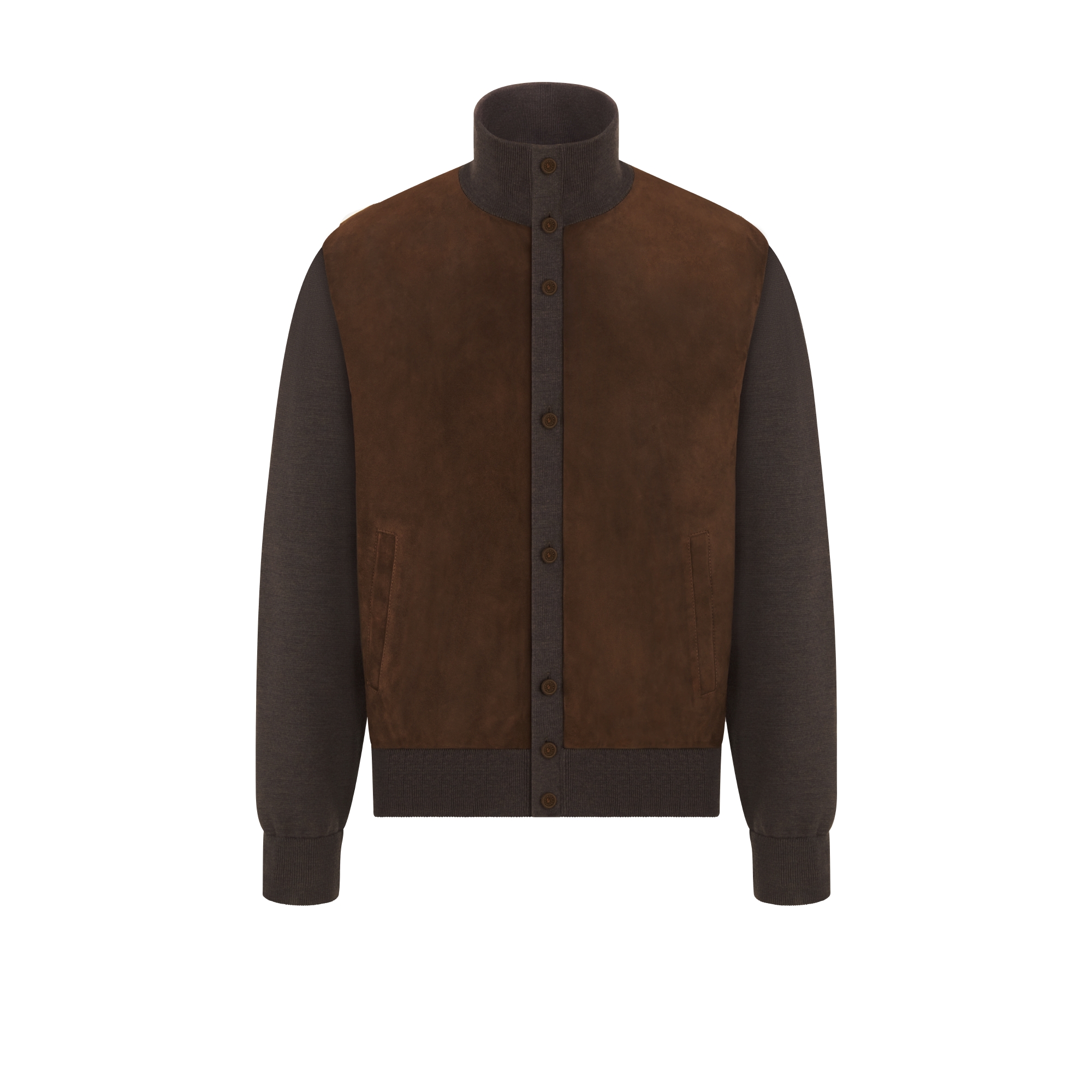 Dior Icons Cardigan Brown Virgin Wool Punto Milano Knit and Lambskin E01