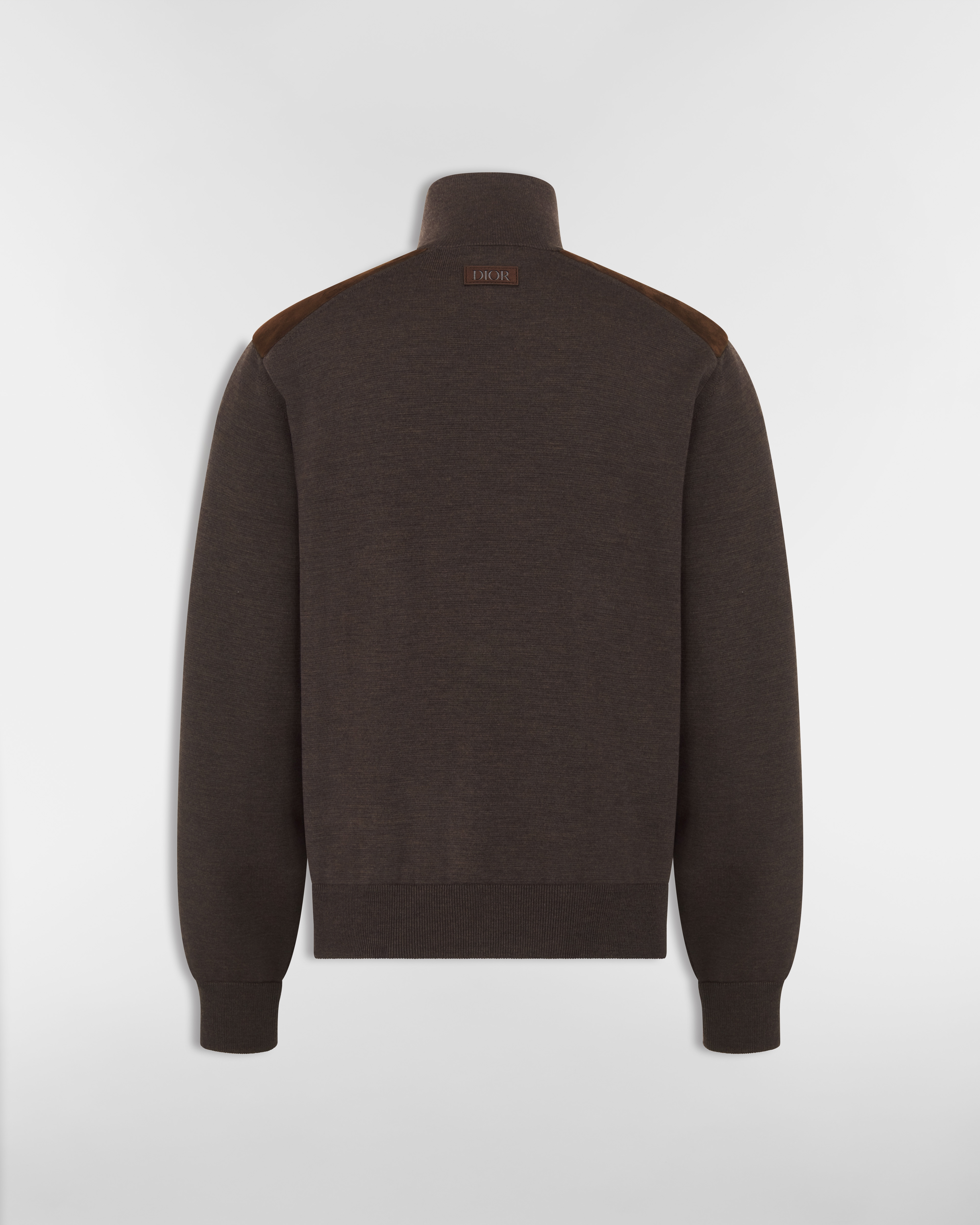 Cardigan Dior Icons Maglia di lana vergine punto Milano e pelle di agnello marroni E08