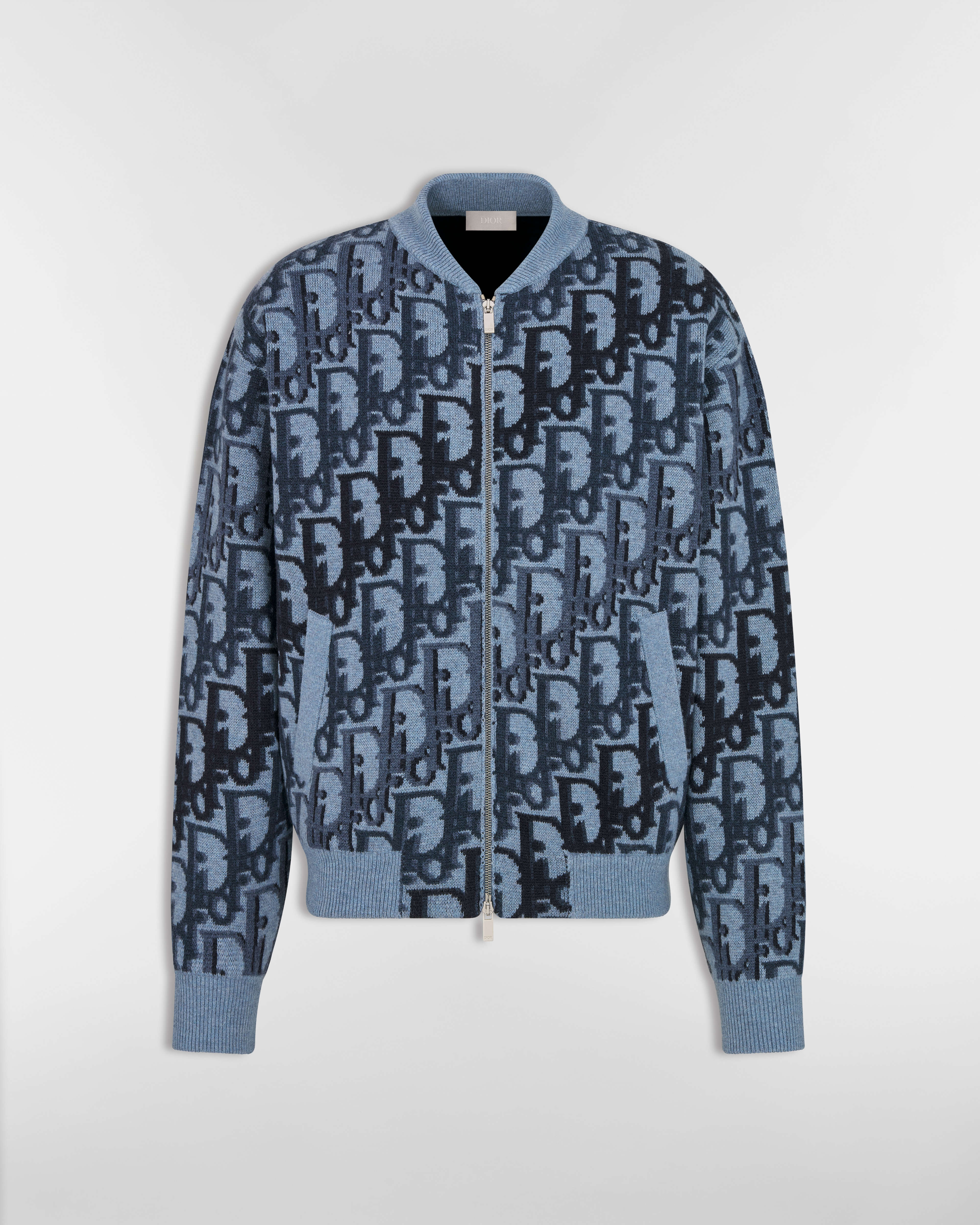 Jaqueta Dior Oblique Malha de lã azul E01