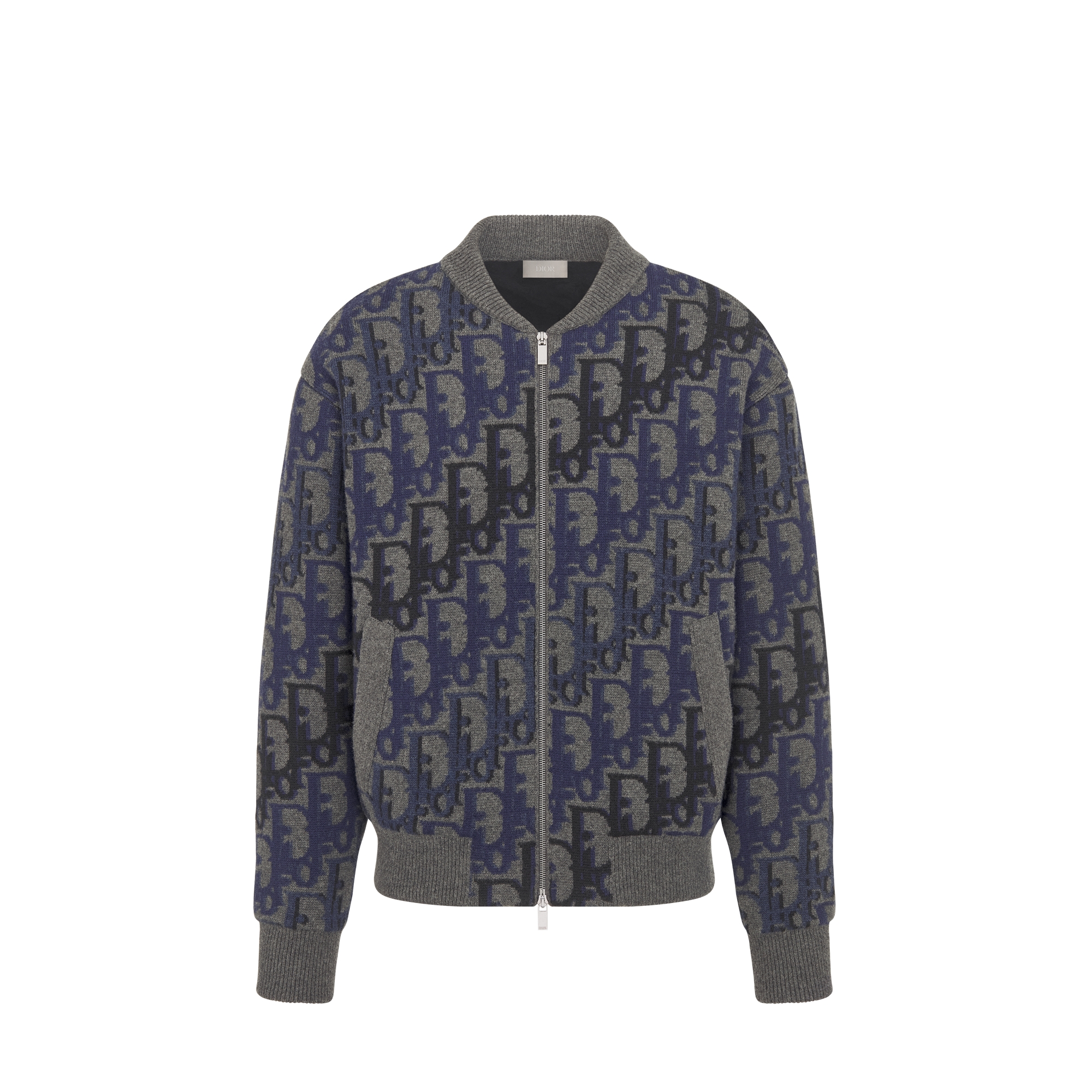 Dior Oblique Blouson Jacket Gray Wool Knit | DIOR