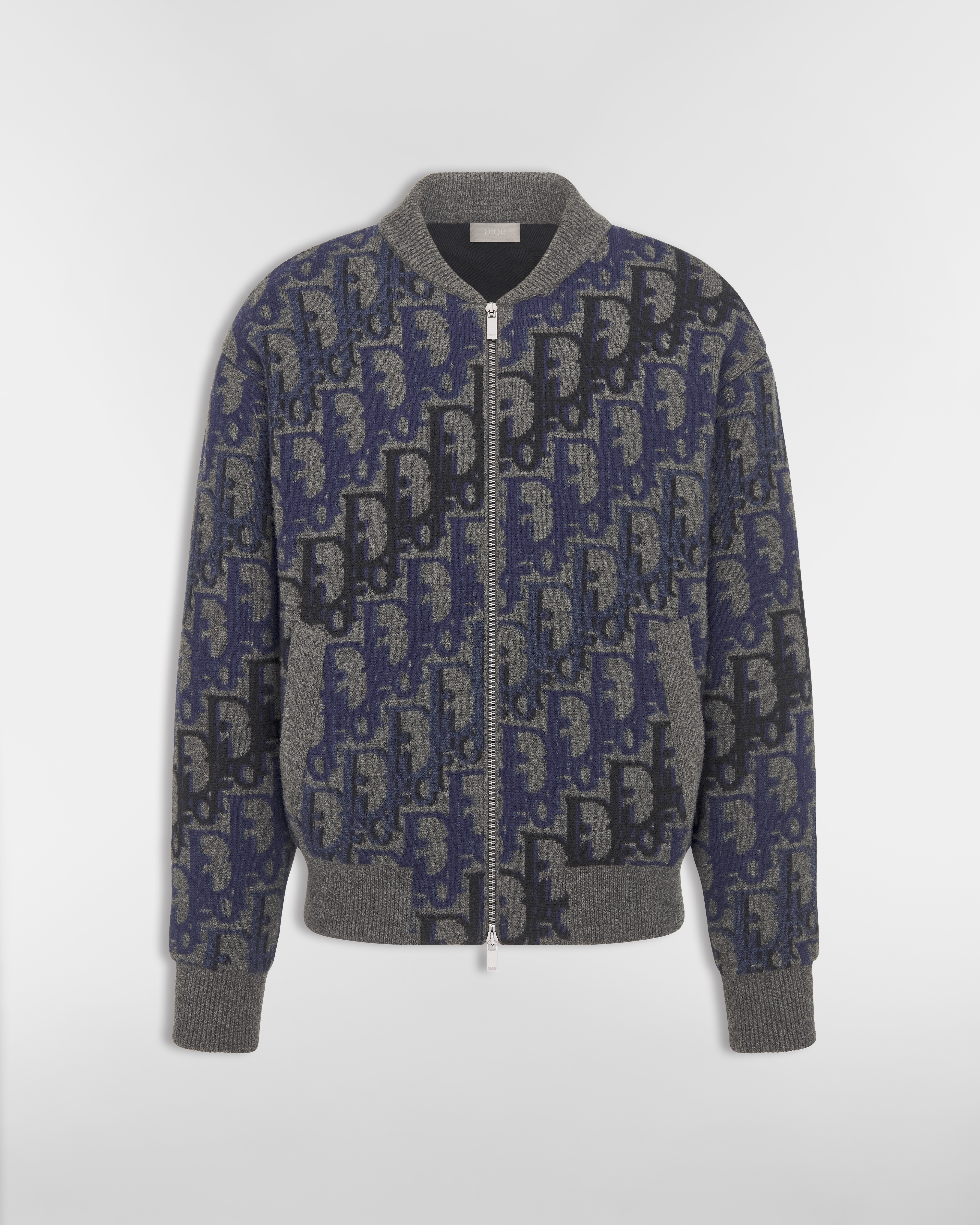 Blouson Dior Oblique Maille de laine grise E01