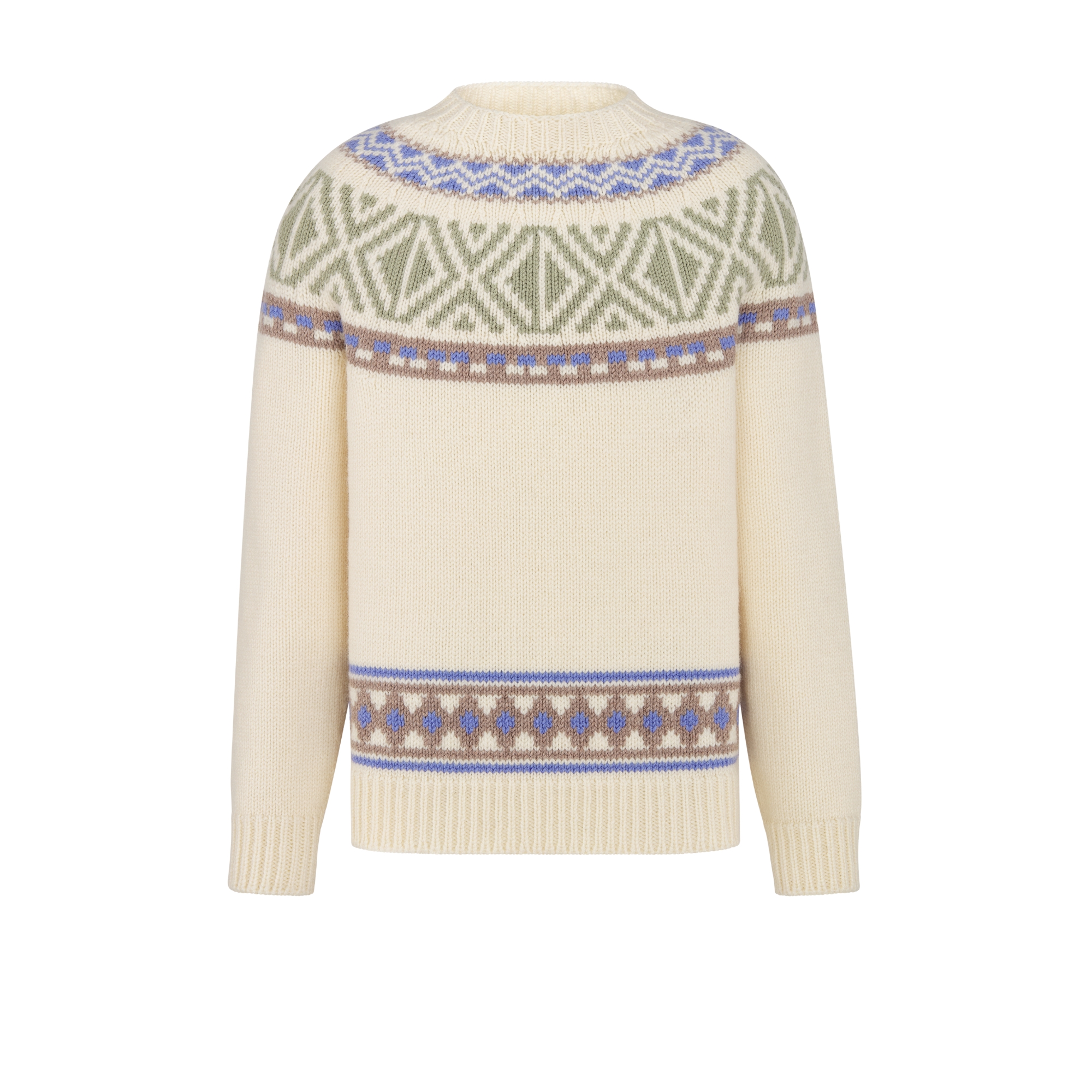 Dior Mountain Sweater White Wool Jacquard E01