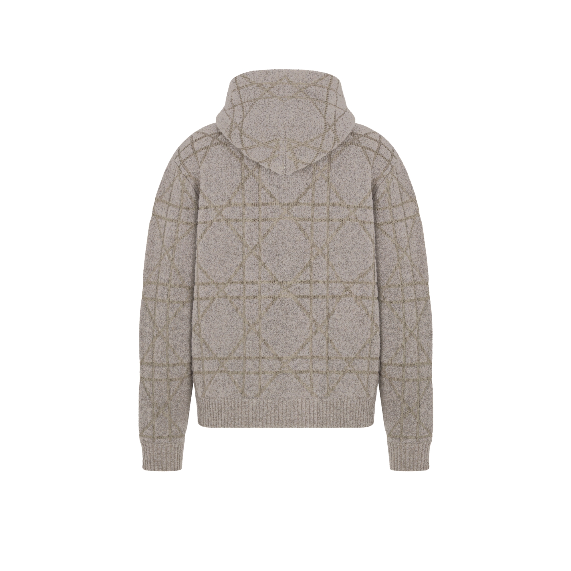 Cannage Hooded Sweatshirt Beige Cotton- and Wool-Blend Knit E08