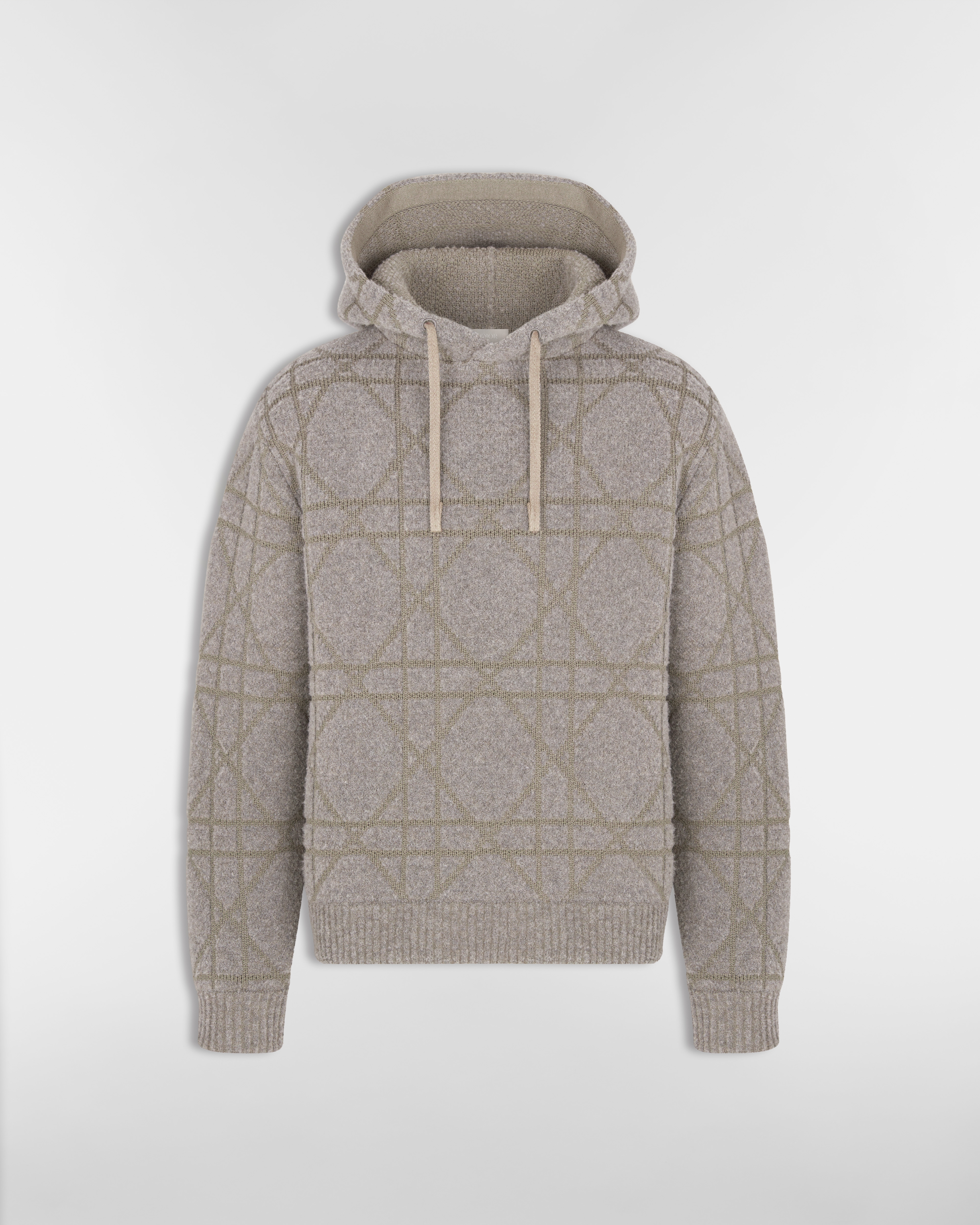 Moletom Cannage com capuz Malha com mescla de algodão e lã bege E01