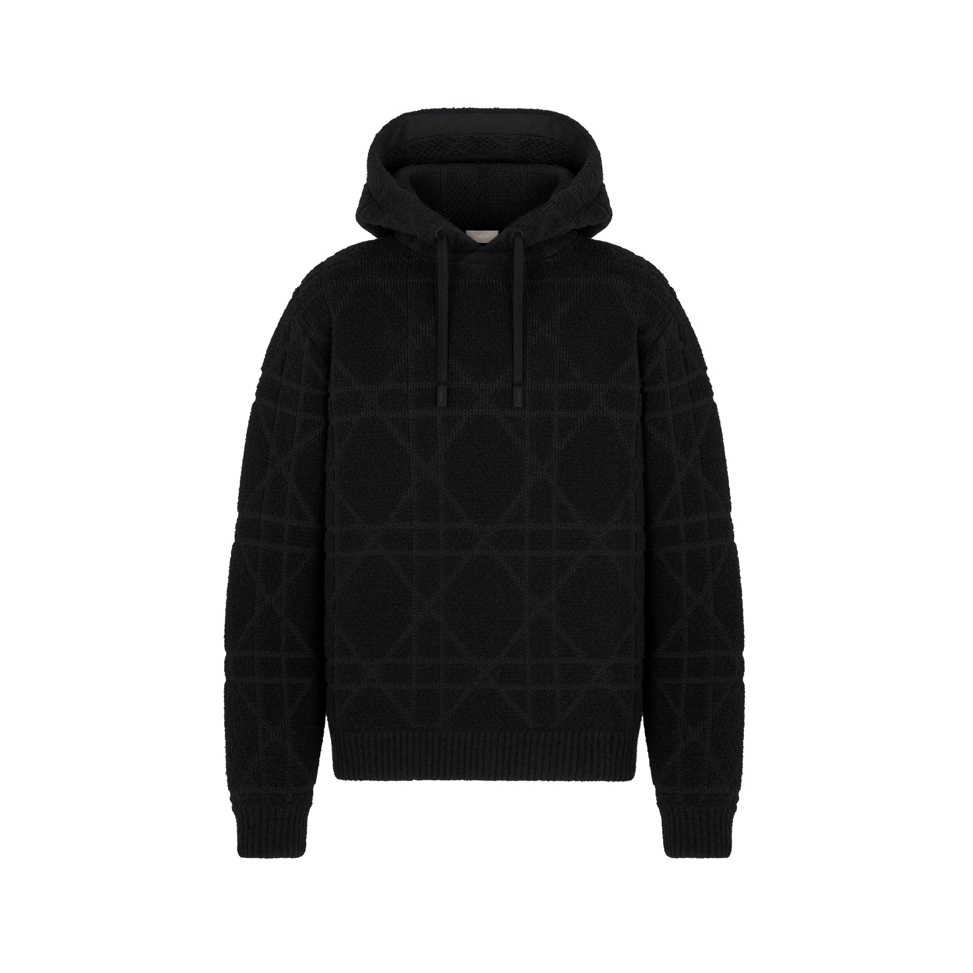 dior パーカー　メンズM Cannage Hooded Sweatshirt Black Cotton- and Wool-Blend Knit | DIOR