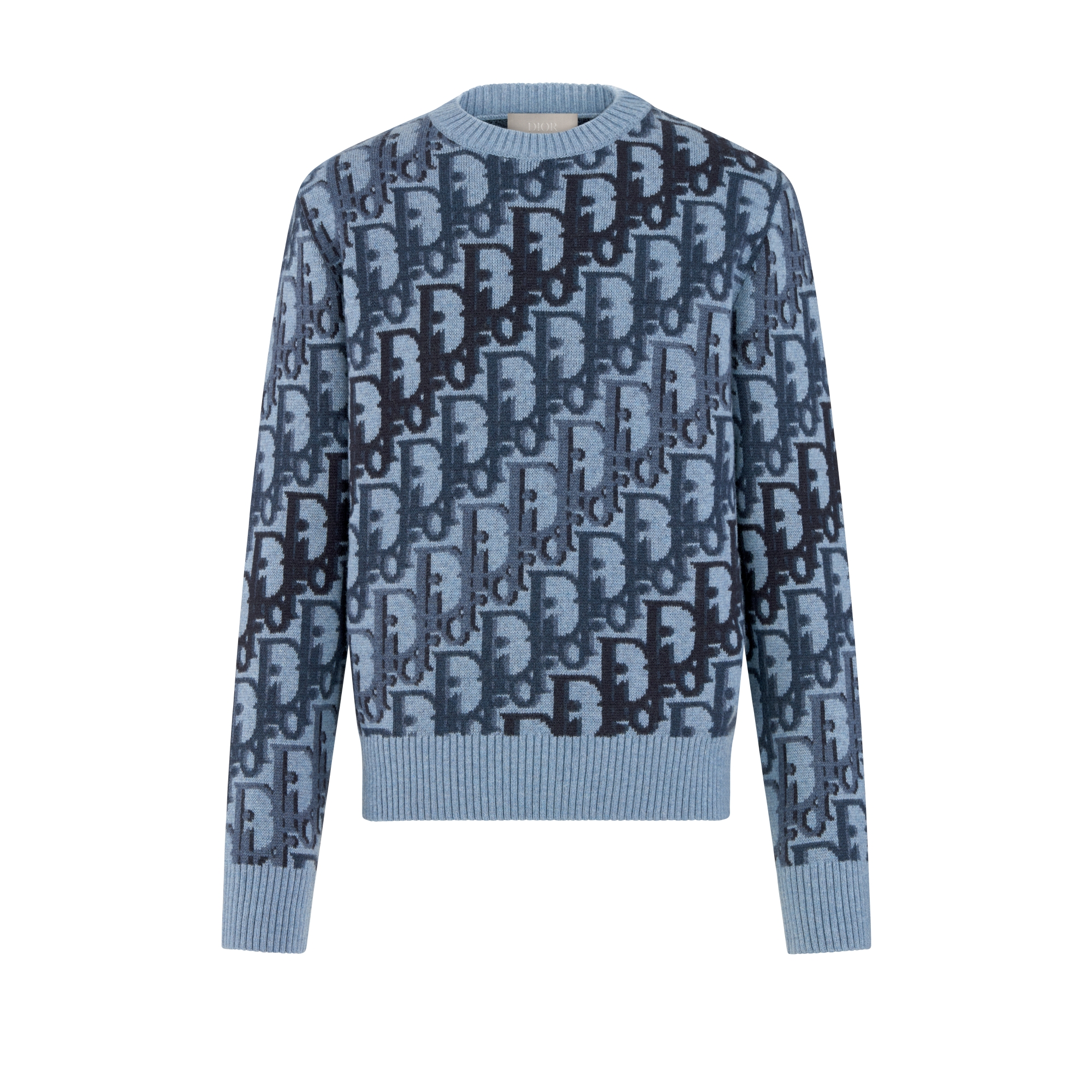 Dior Oblique Sweater Blue Wool Jacquard E01