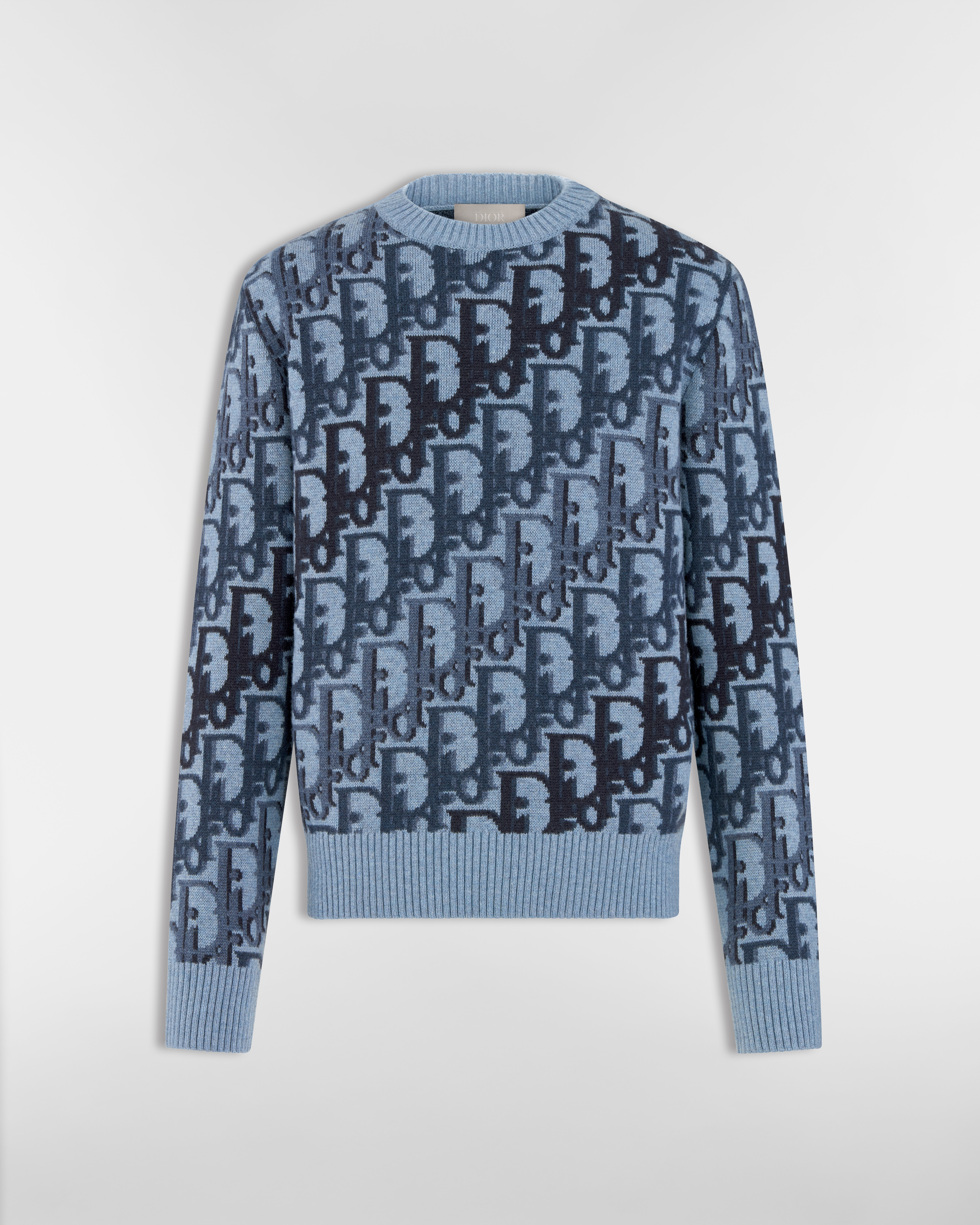 Dior Oblique Pullover Wolljacquard in Blau E01