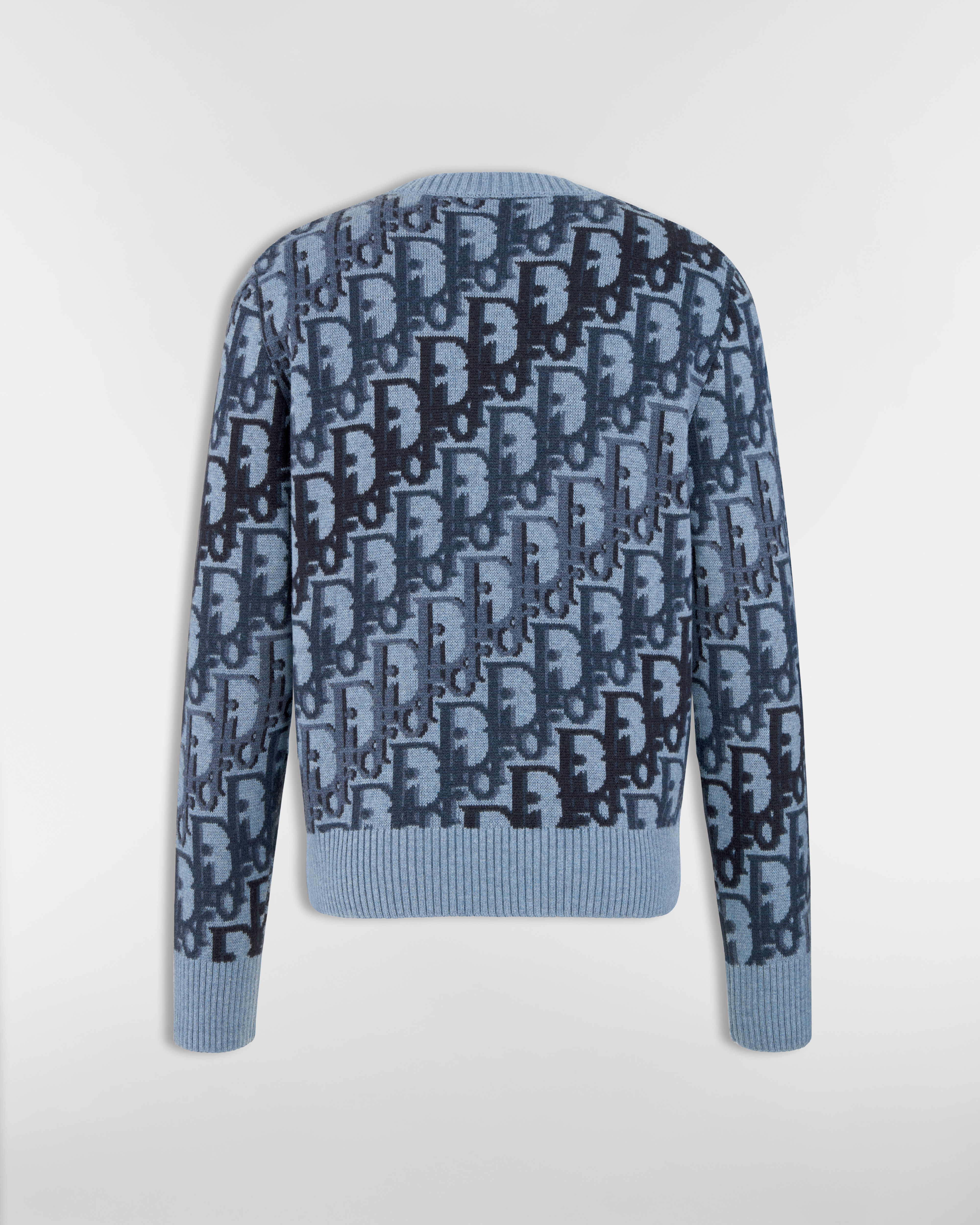 Dior Oblique Pullover Wolljacquard in Blau E08