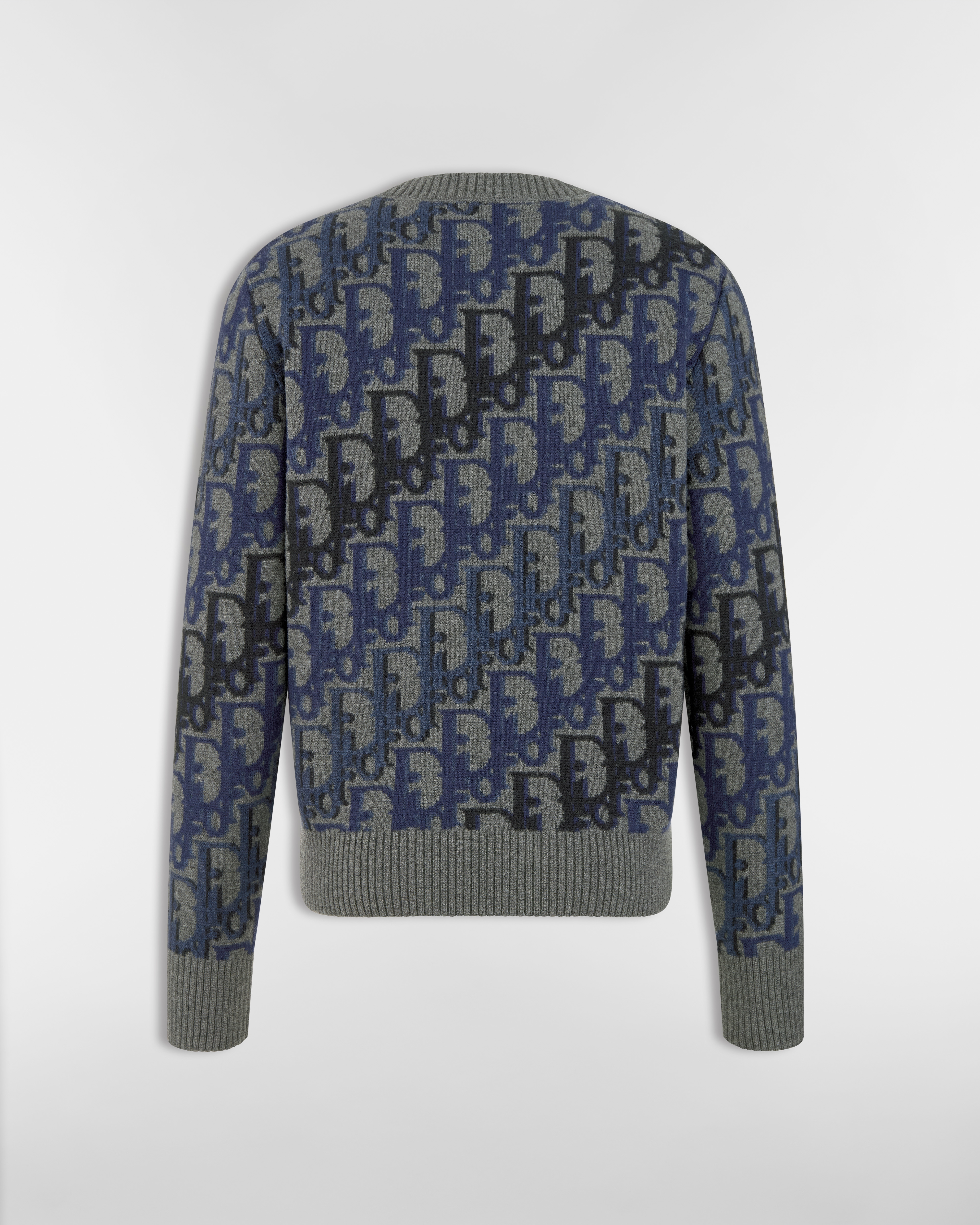 Pull Dior Oblique Jacquard de laine grise E08