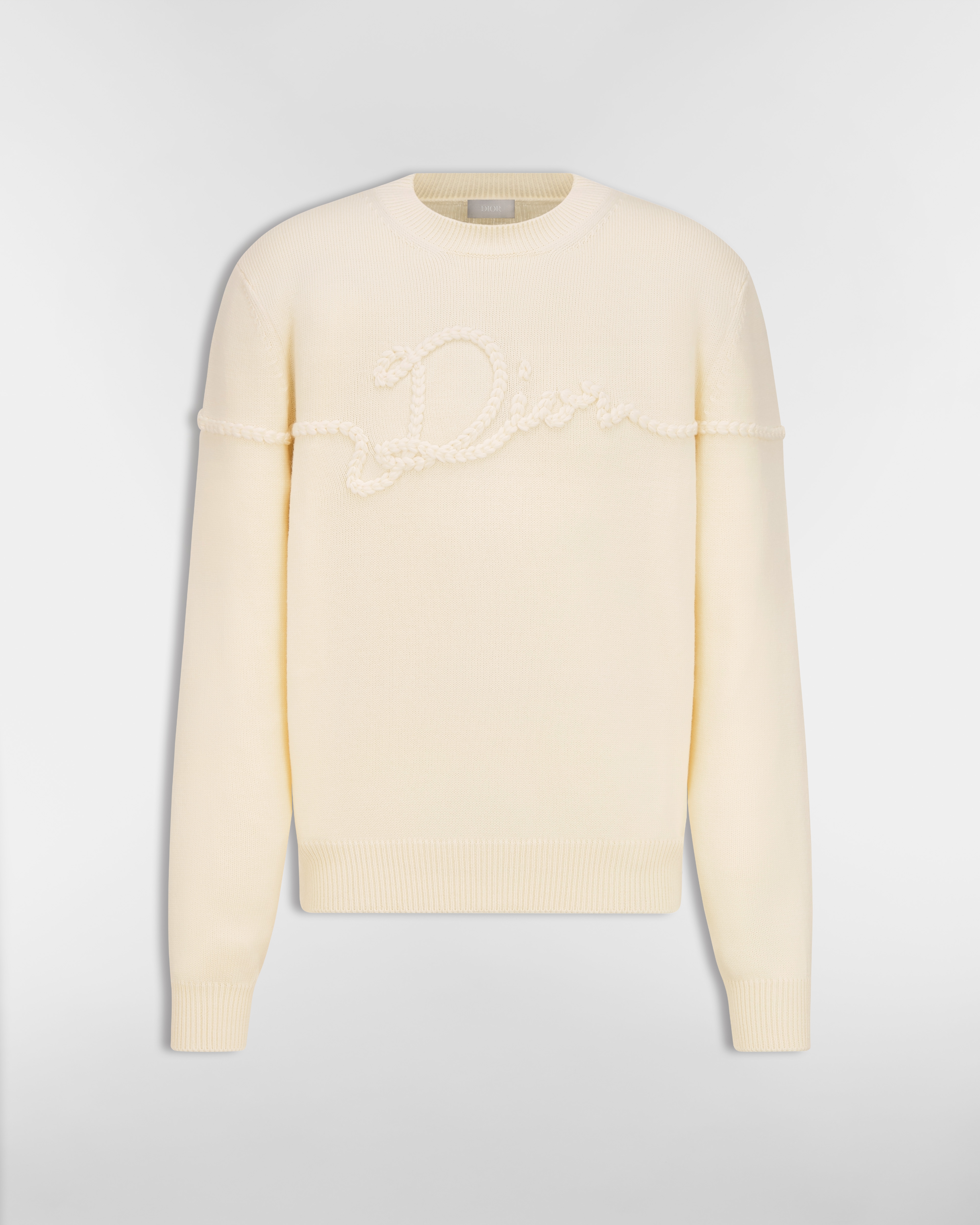 Pull Dior Ribbon Jersey de laine blanche E01