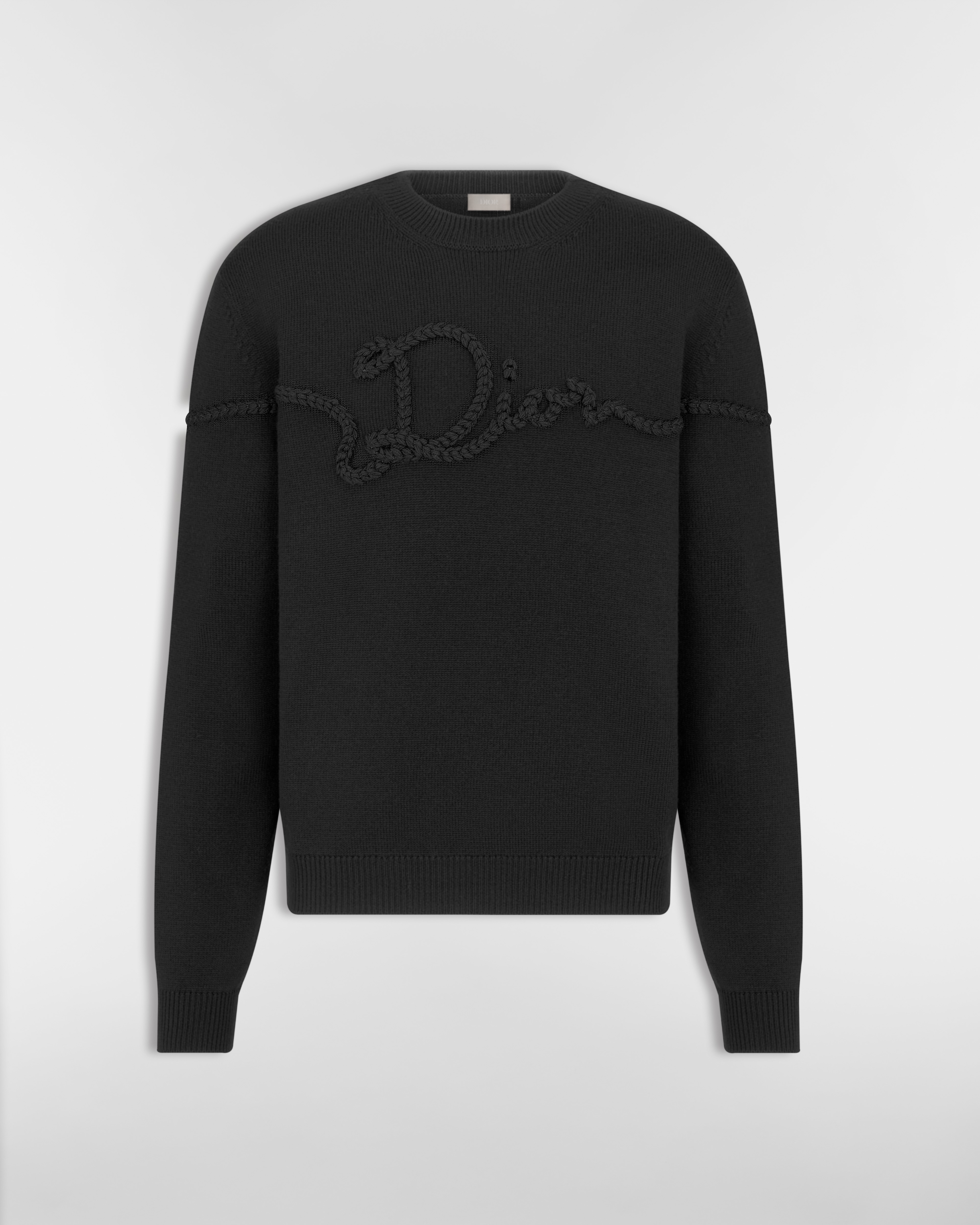 Pull Dior Ribbon Jersey de laine noire E01