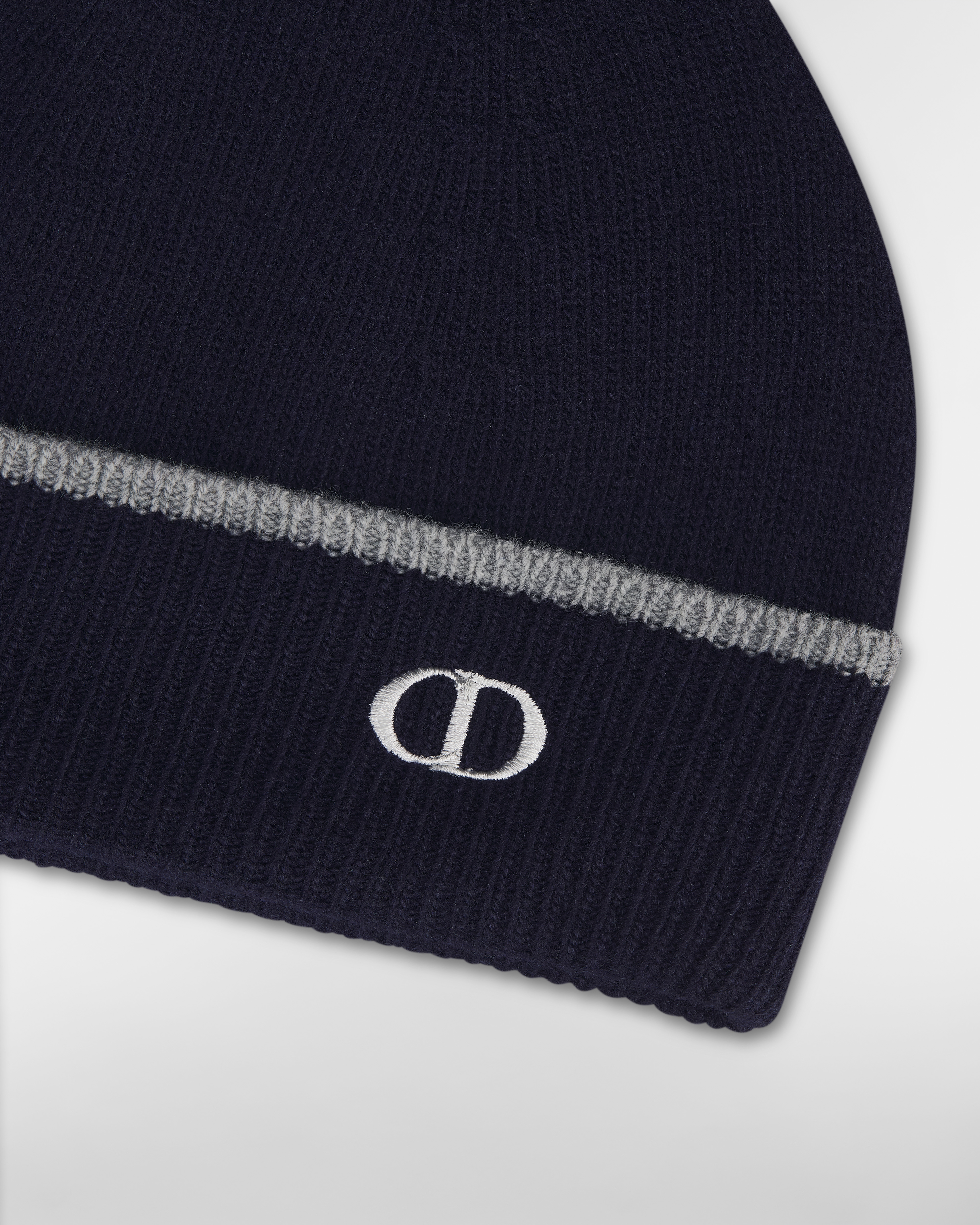CD Icon Beanie Deep Blue Wool and Cashmere Knit E09