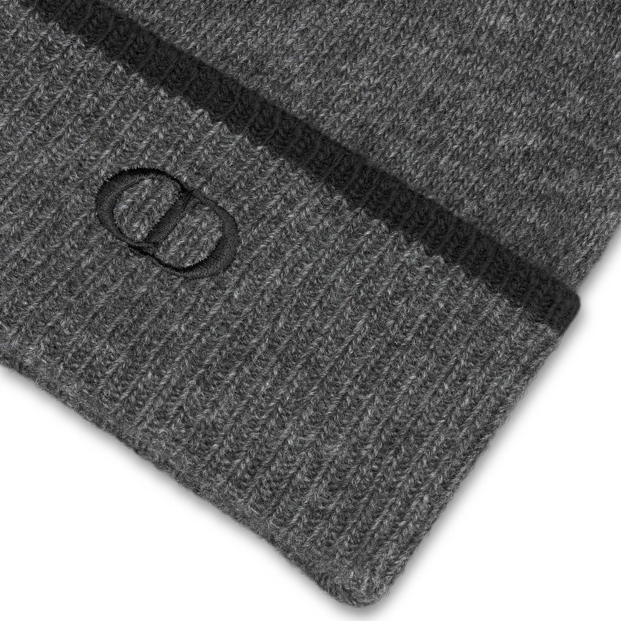 CD Icon Beanie Deep Gray Wool and Cashmere Knit E09
