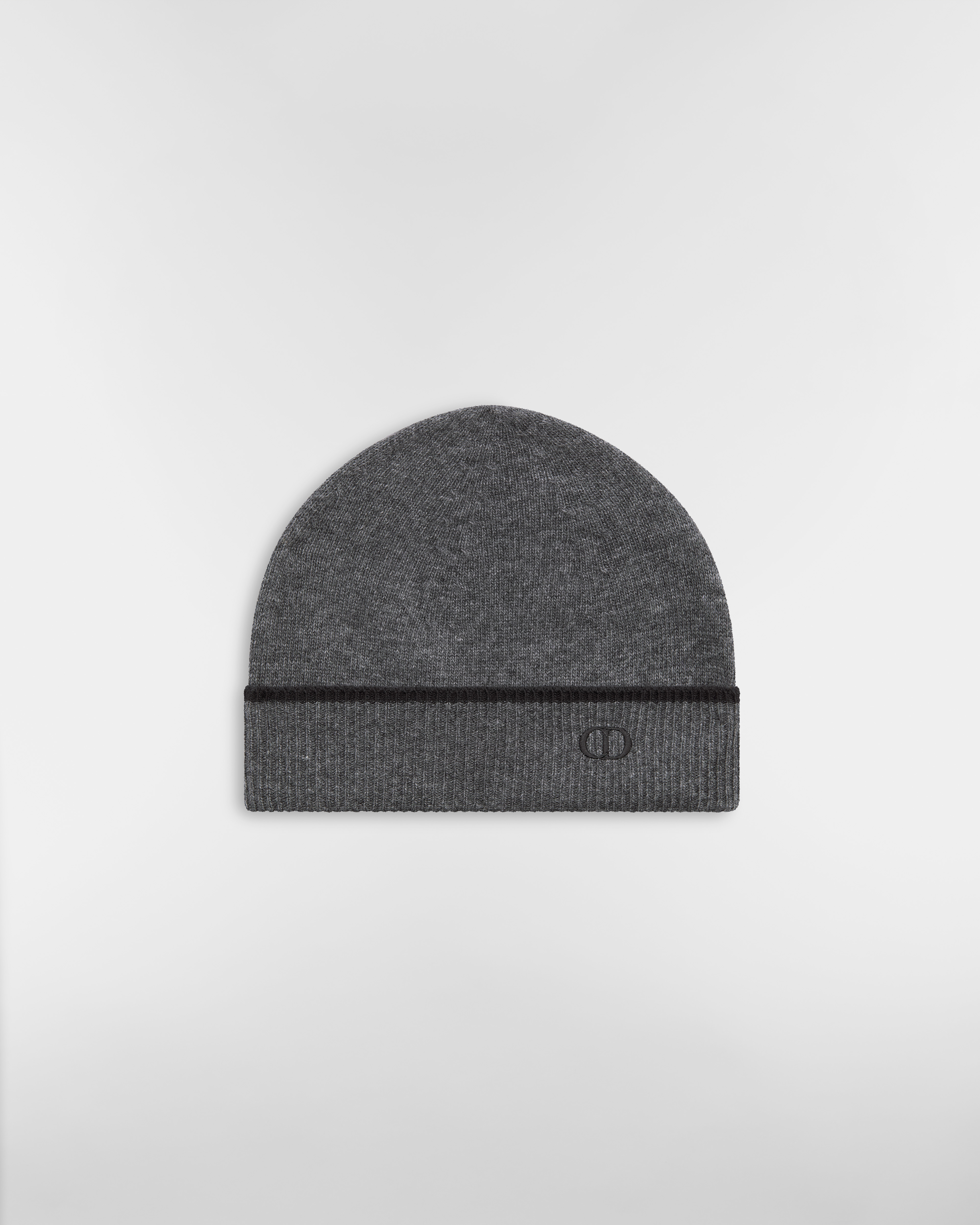 CD Icon Beanie Deep Gray Wool and Cashmere Knit E01