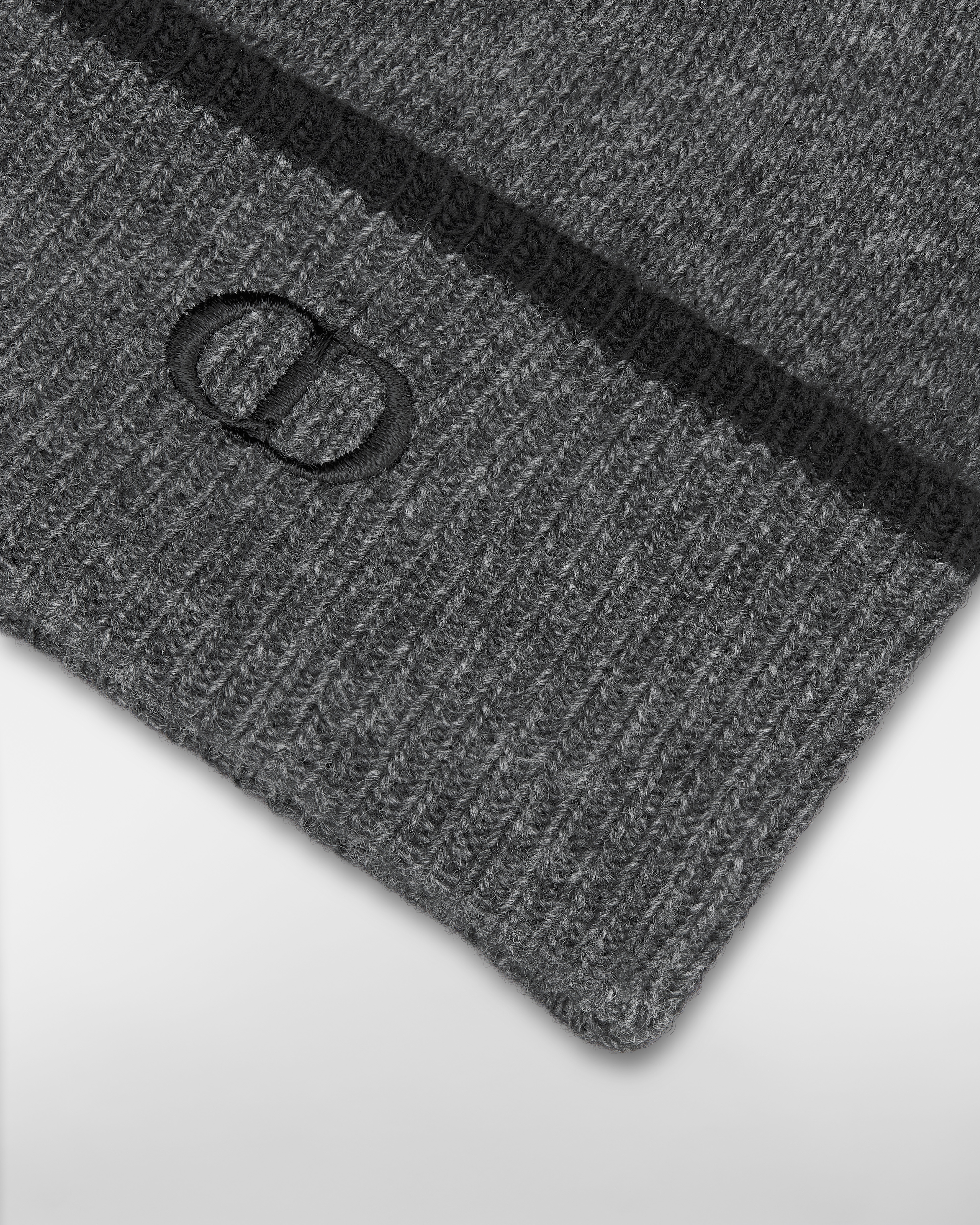 CD Icon Beanie Deep Gray Wool and Cashmere Knit E09
