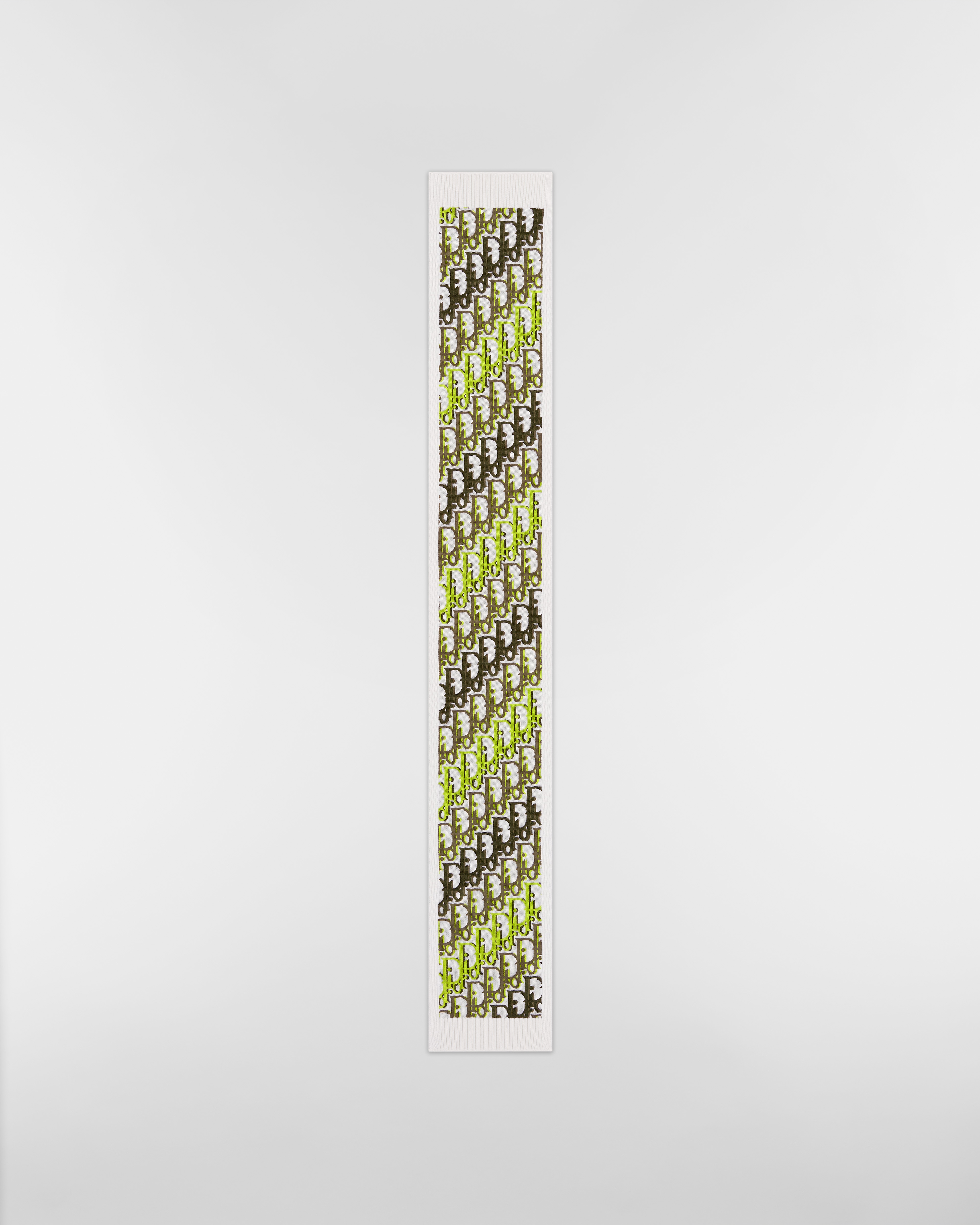 Bufanda Dior Oblique Lana color crudo, verde y marrón E07