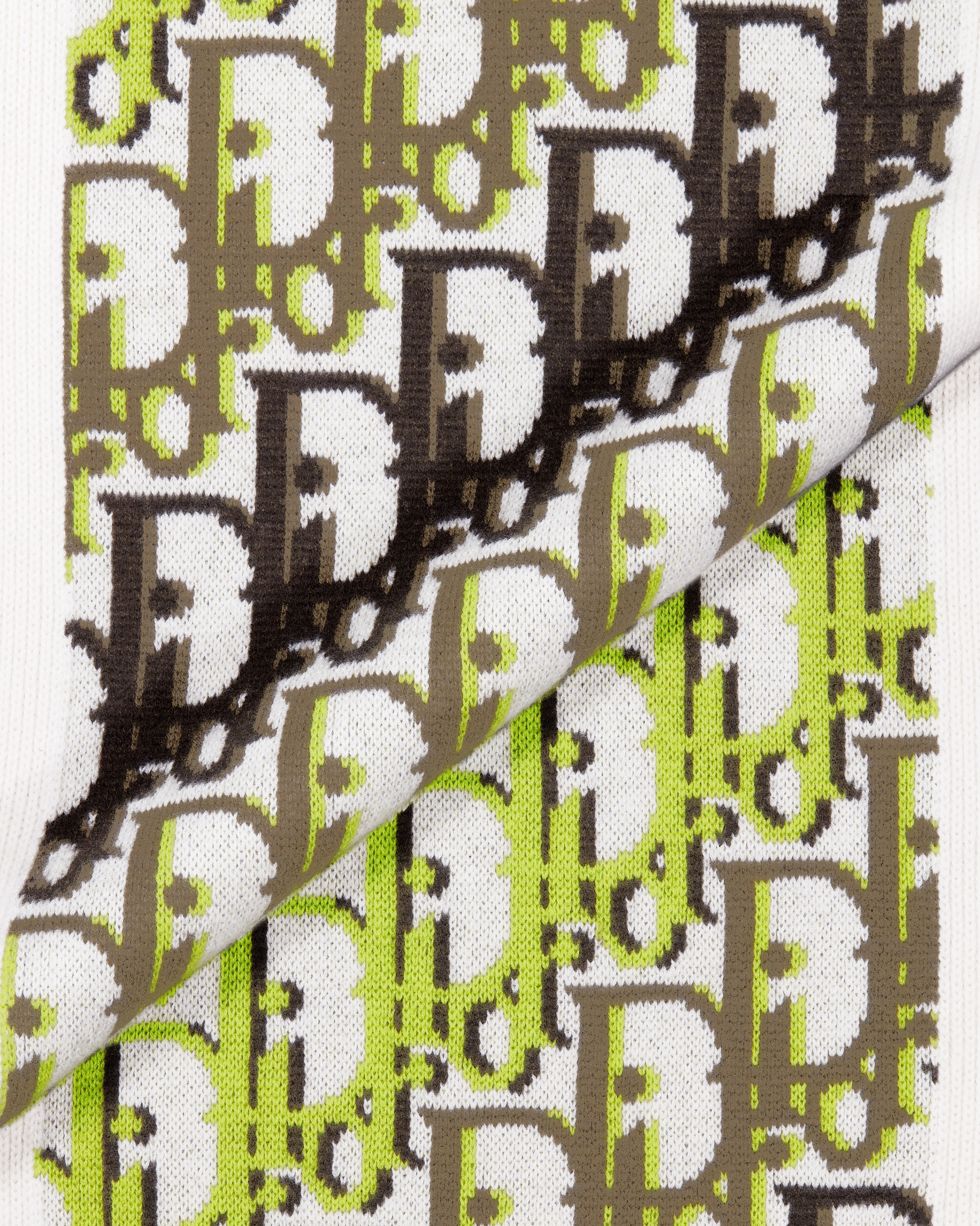 Dior Oblique Scarf Ecru, Green and Brown Wool E09