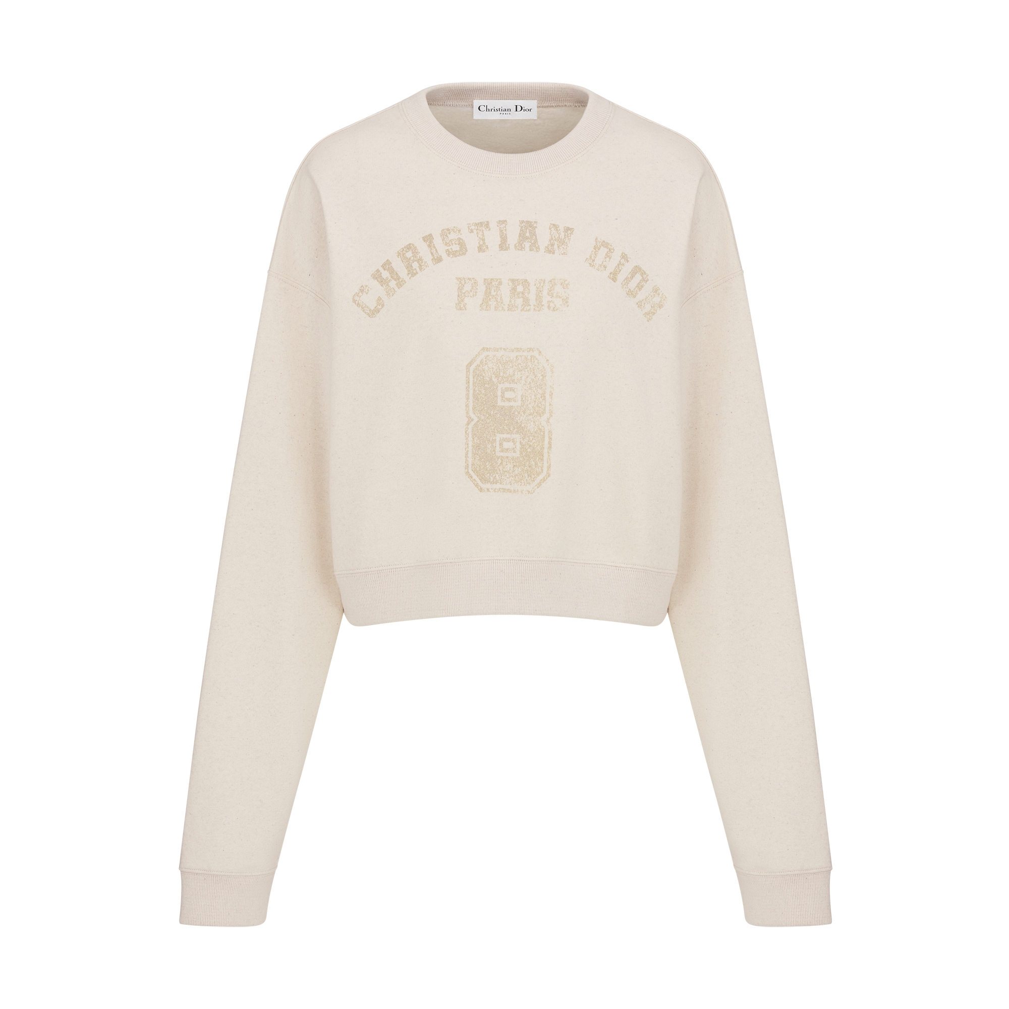 Cropped Sweatshirt Beige Cotton Jersey E01