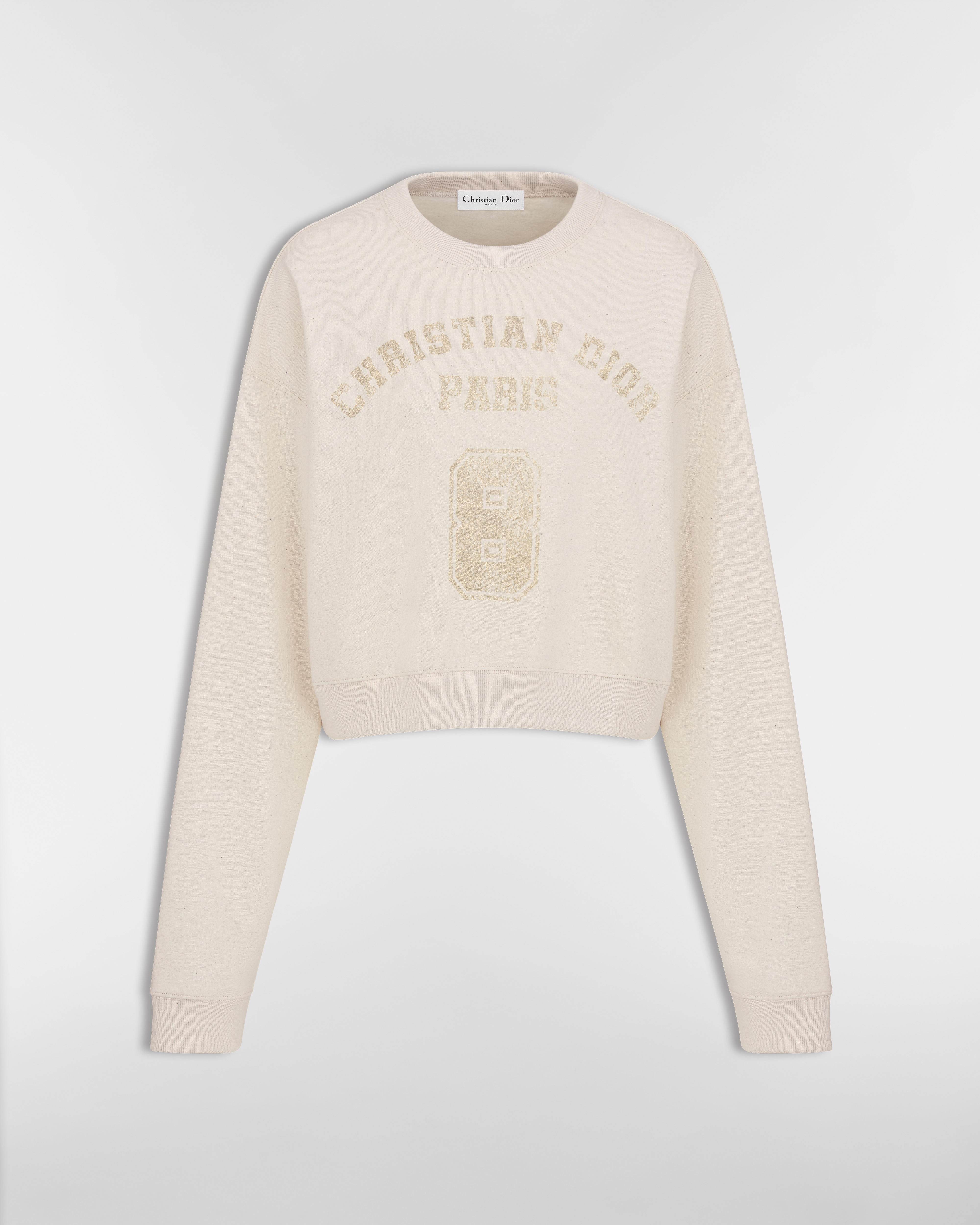Sweatshirt court Jersey de coton beige E01