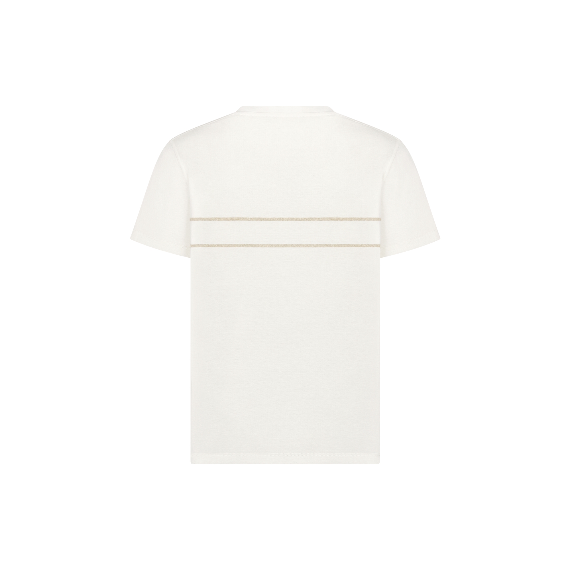 Embroidered T-Shirt Ecru and Gold-Tone Cotton-Blend Jersey E08